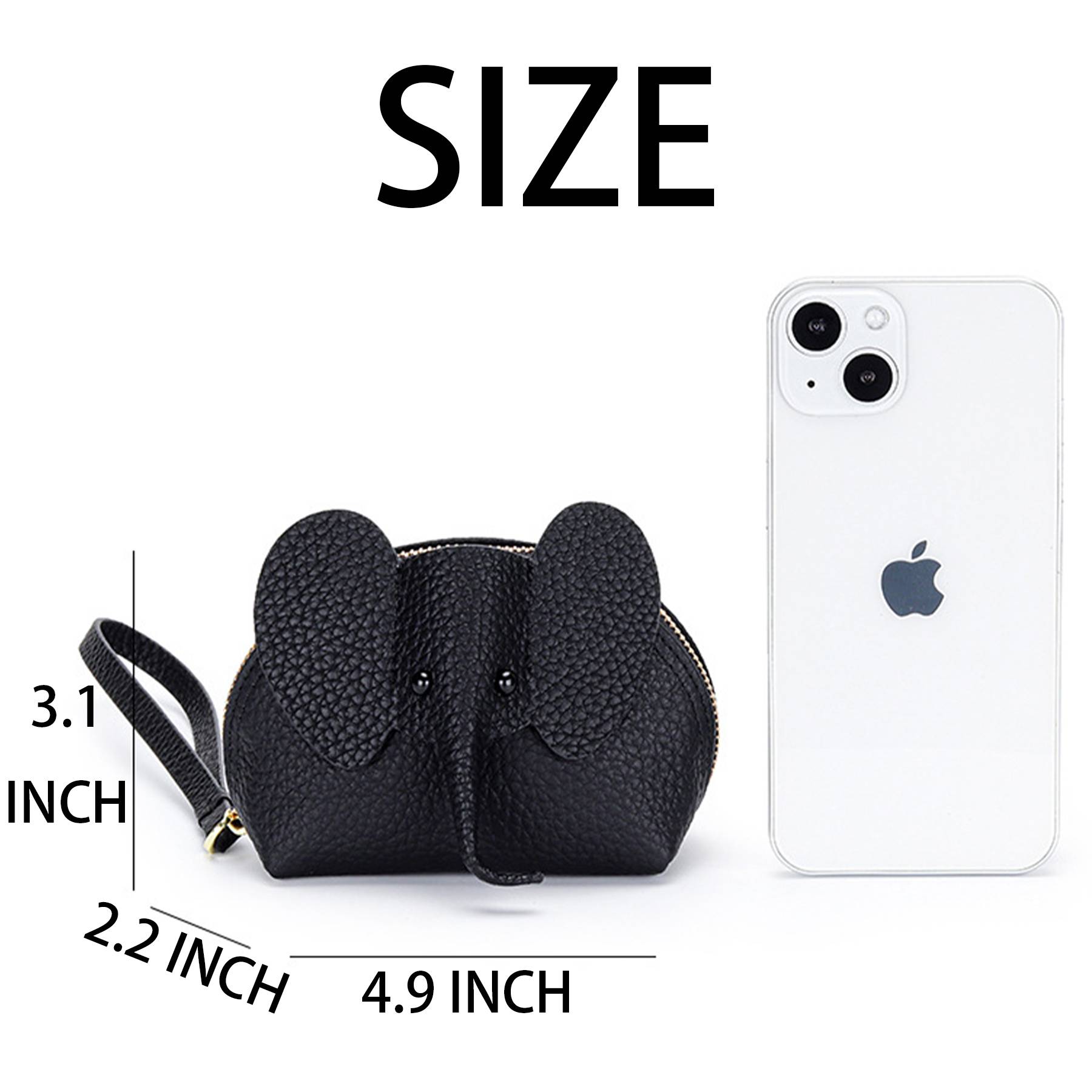 Genuine Leather Cartoon Elephant Mini Coin Purse Wallet 5