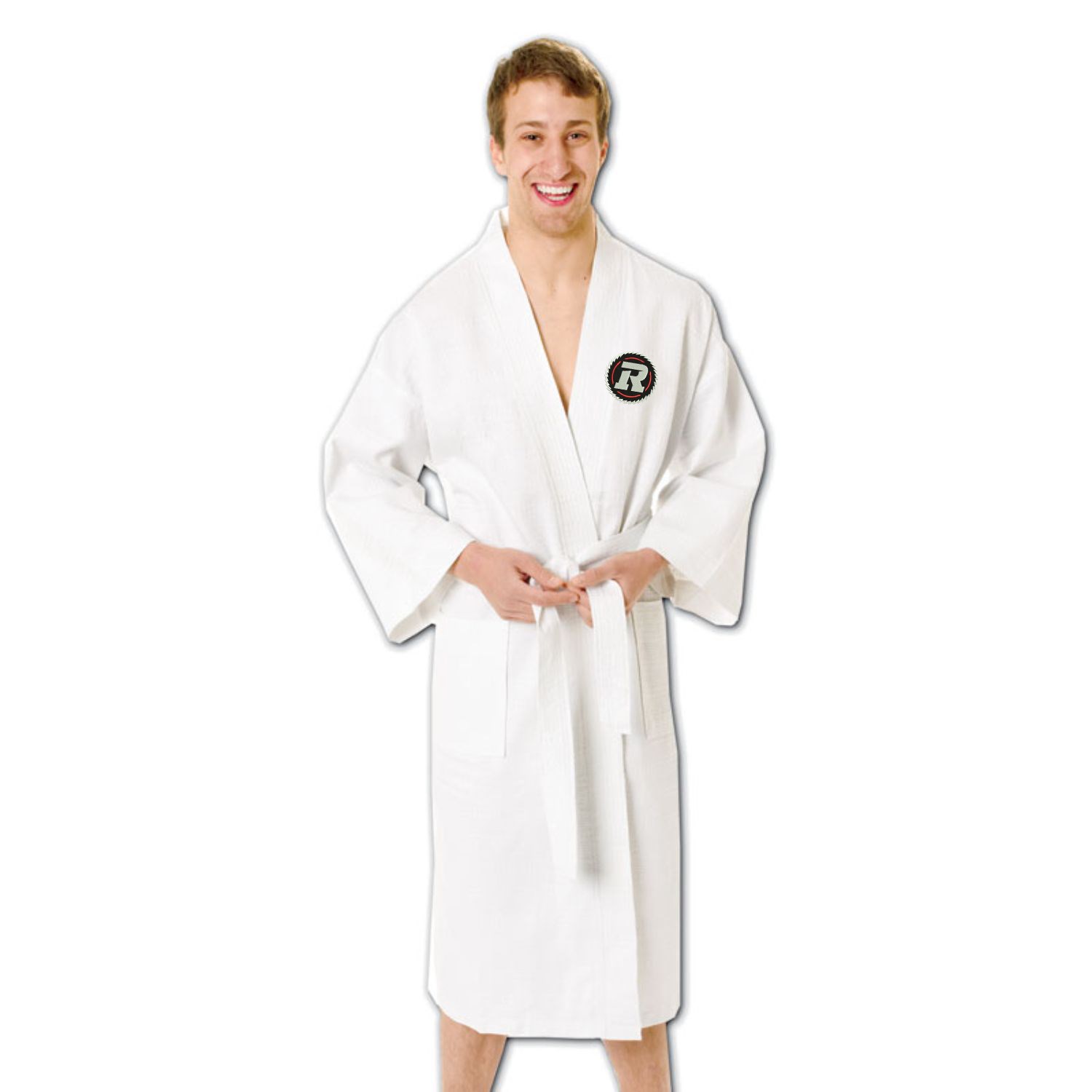 100% Cotton Italian Waffle Weave Bath Robe USA Decorated 1