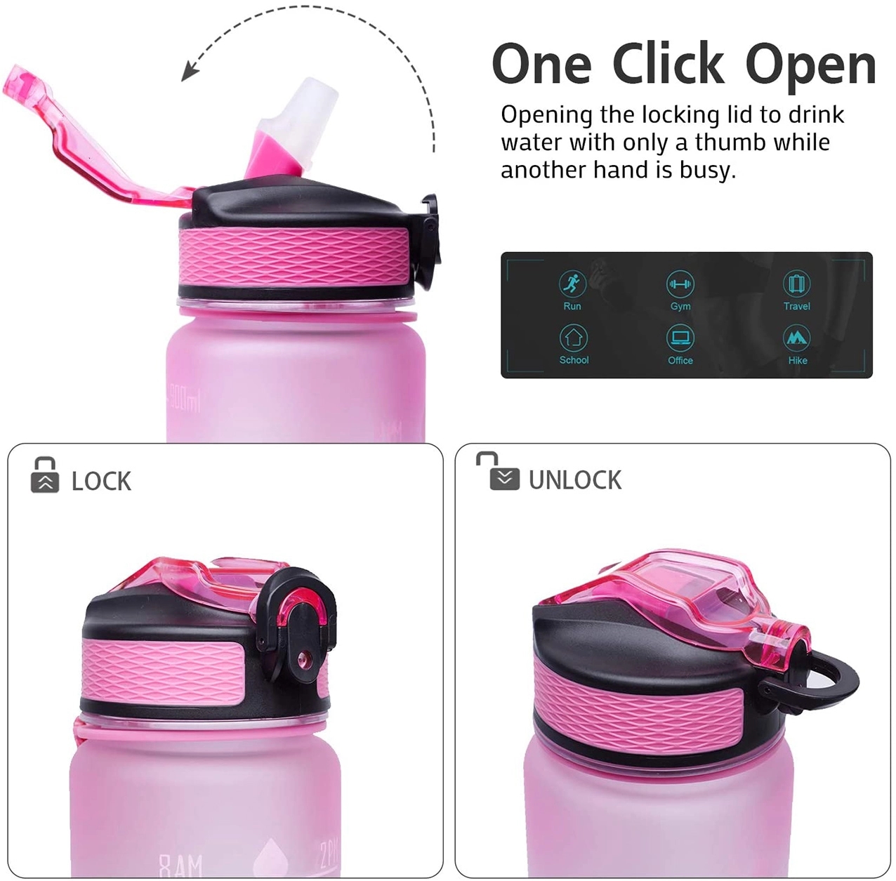 32oz Motivational Water Bottle with Time Marker 5