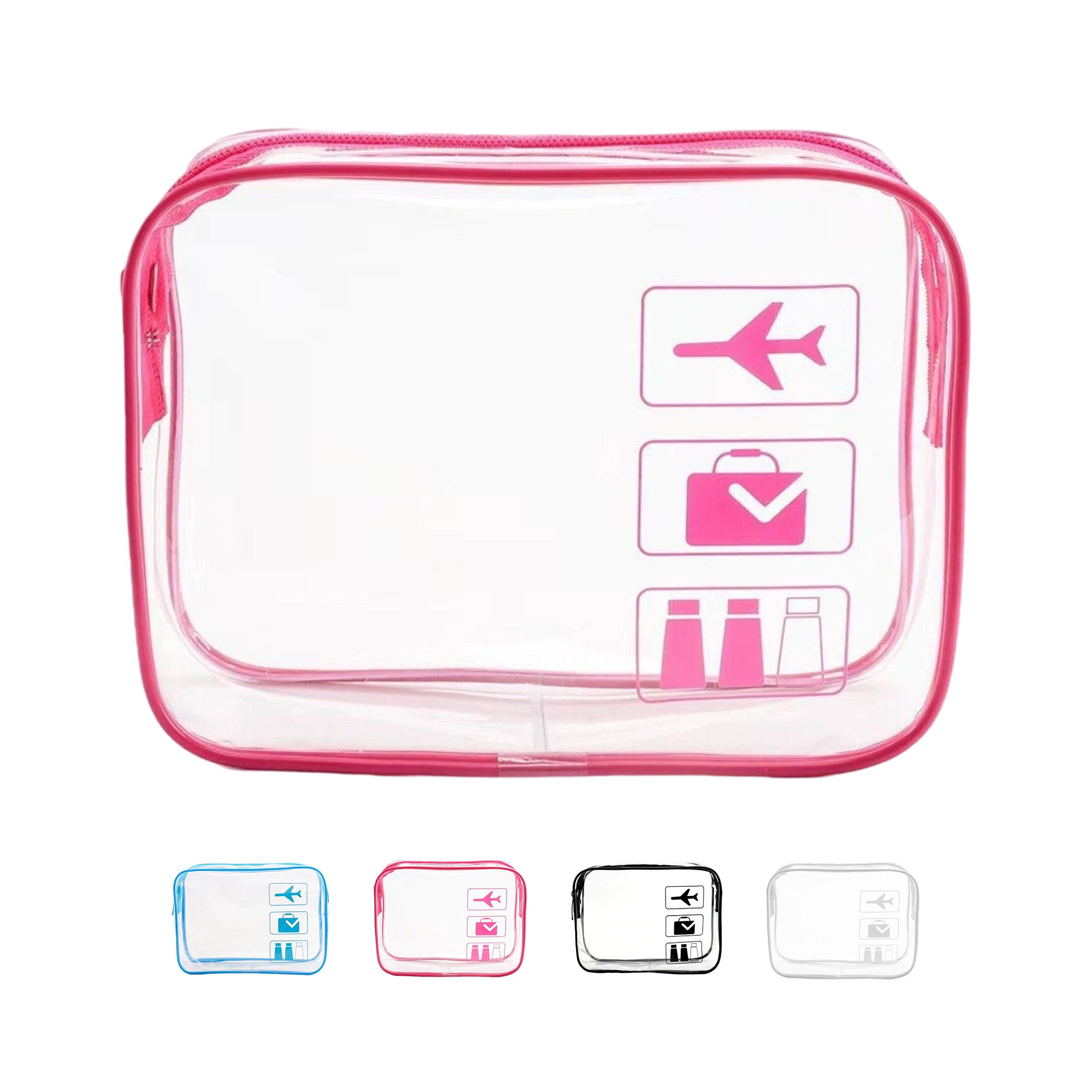 PVC Transparent Cosmetic Bag With Zipper Closure 7.1" Length 5