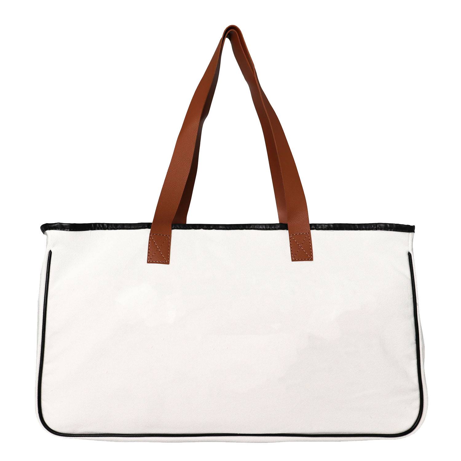 Canvas Tote Bag W/ Leather Handle, custom tote bag with logo imprint 4