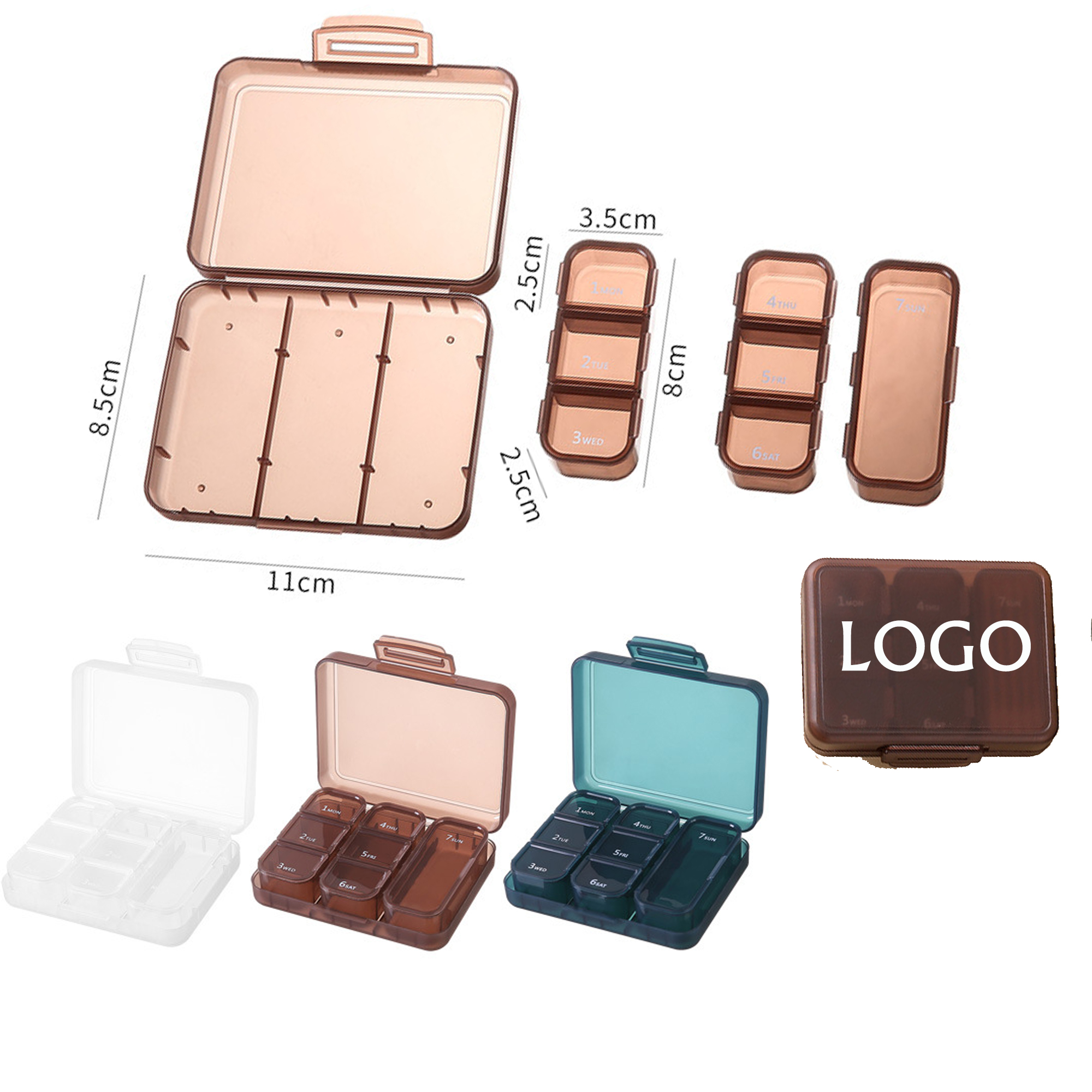 Portable 7-Compartment Travel Pill Box Set 2