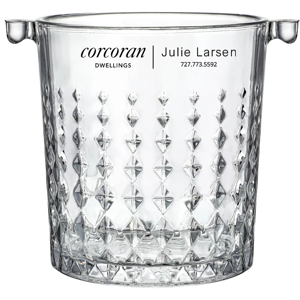 0.9L Mini Crystal Glass Ice Bucket with Handle and Tong 7