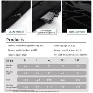 Adjustable Zipper Chain With Fleece Tpu Film Windbreaker Electric Battery Heated Vest 3