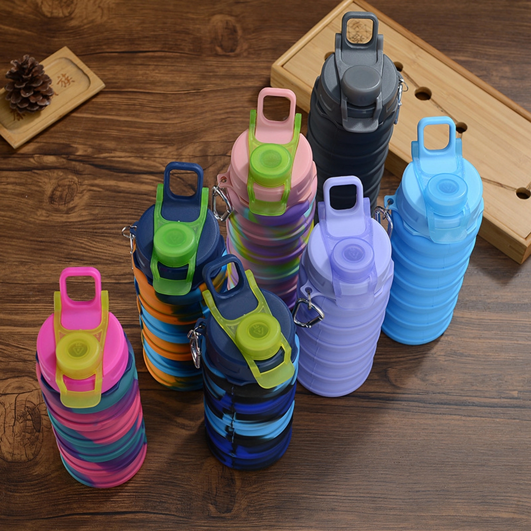17 Oz. Rainbow Collapsible Water Bottle with Carabiner 6