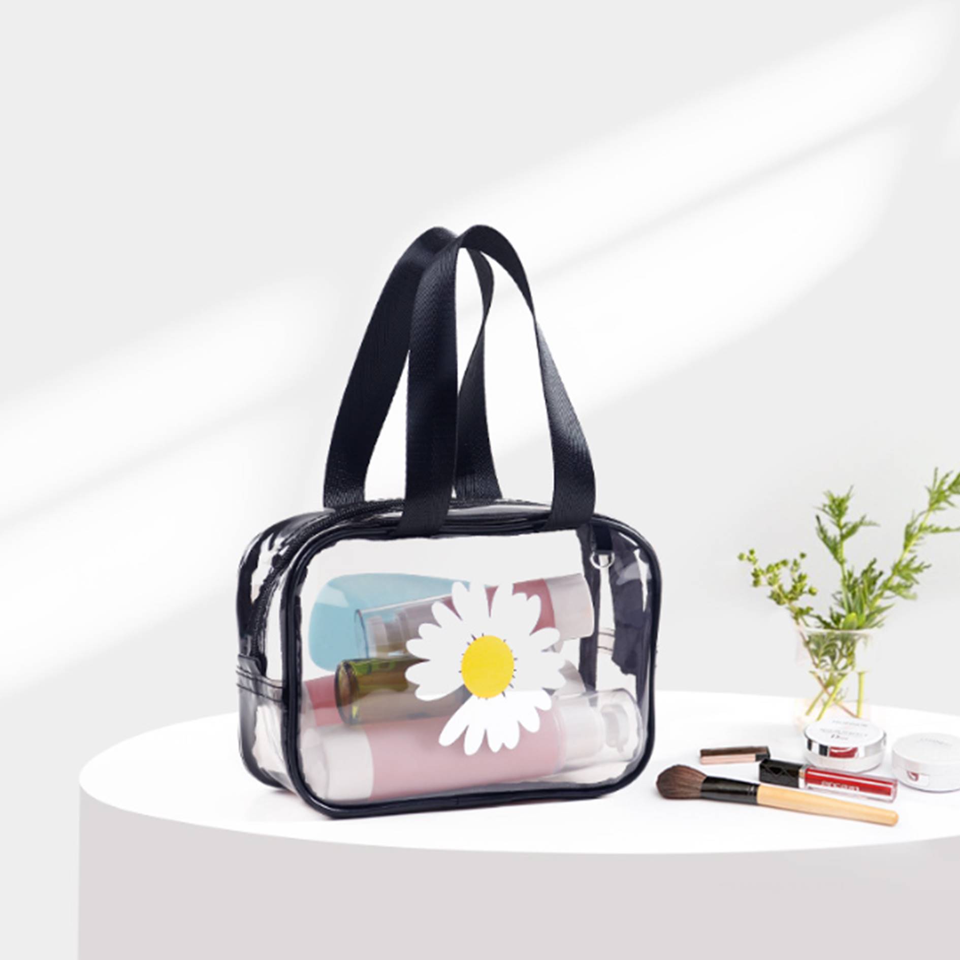 Daisy Pattern Portable Clear Toiletry Bag 1