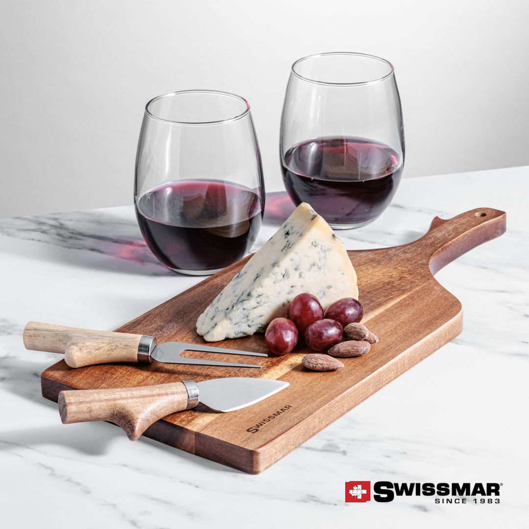 Swissmar® Paddle Board & 2 Stanford Stemless Wine 3