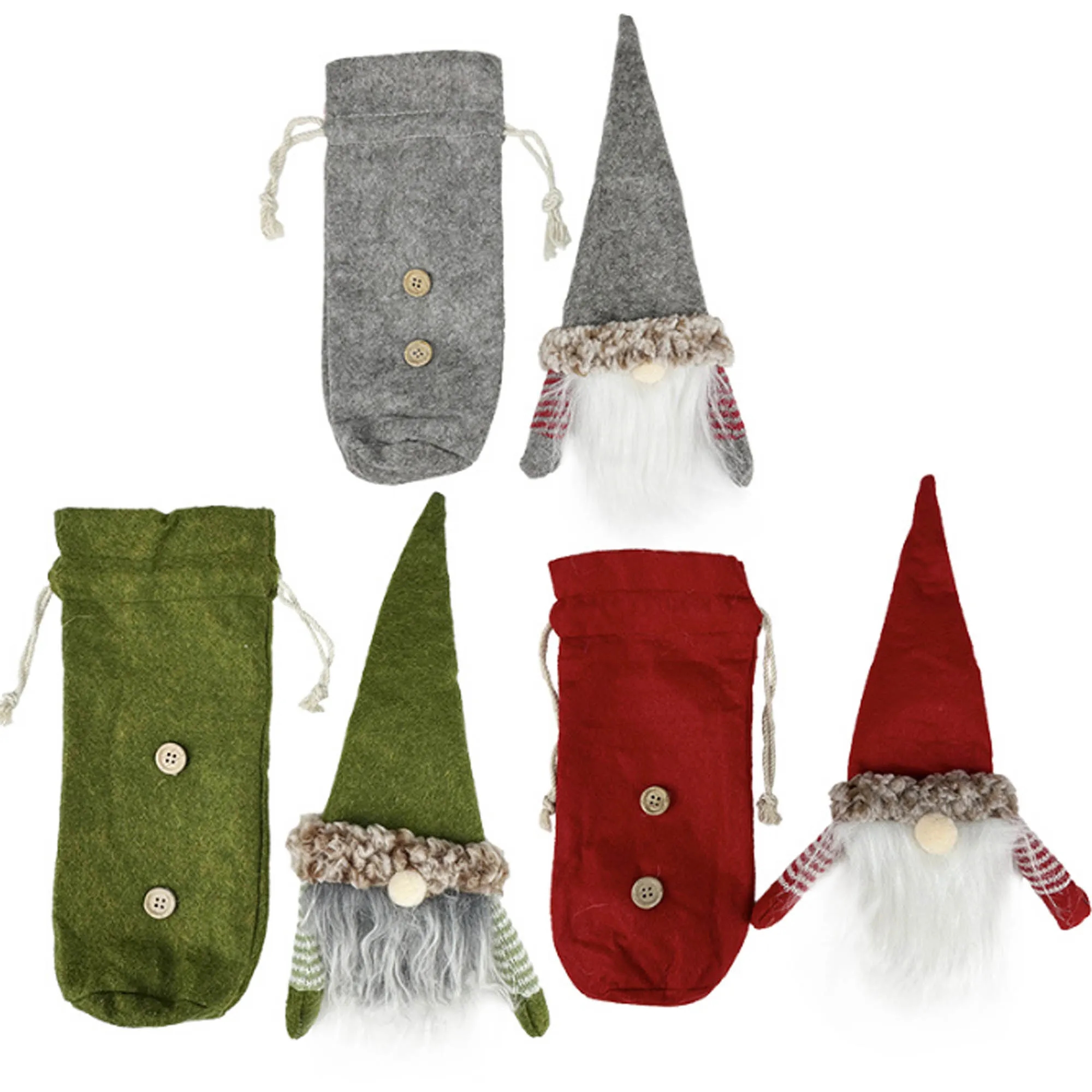 Christmas Gnome Wine Bottle Cover 3