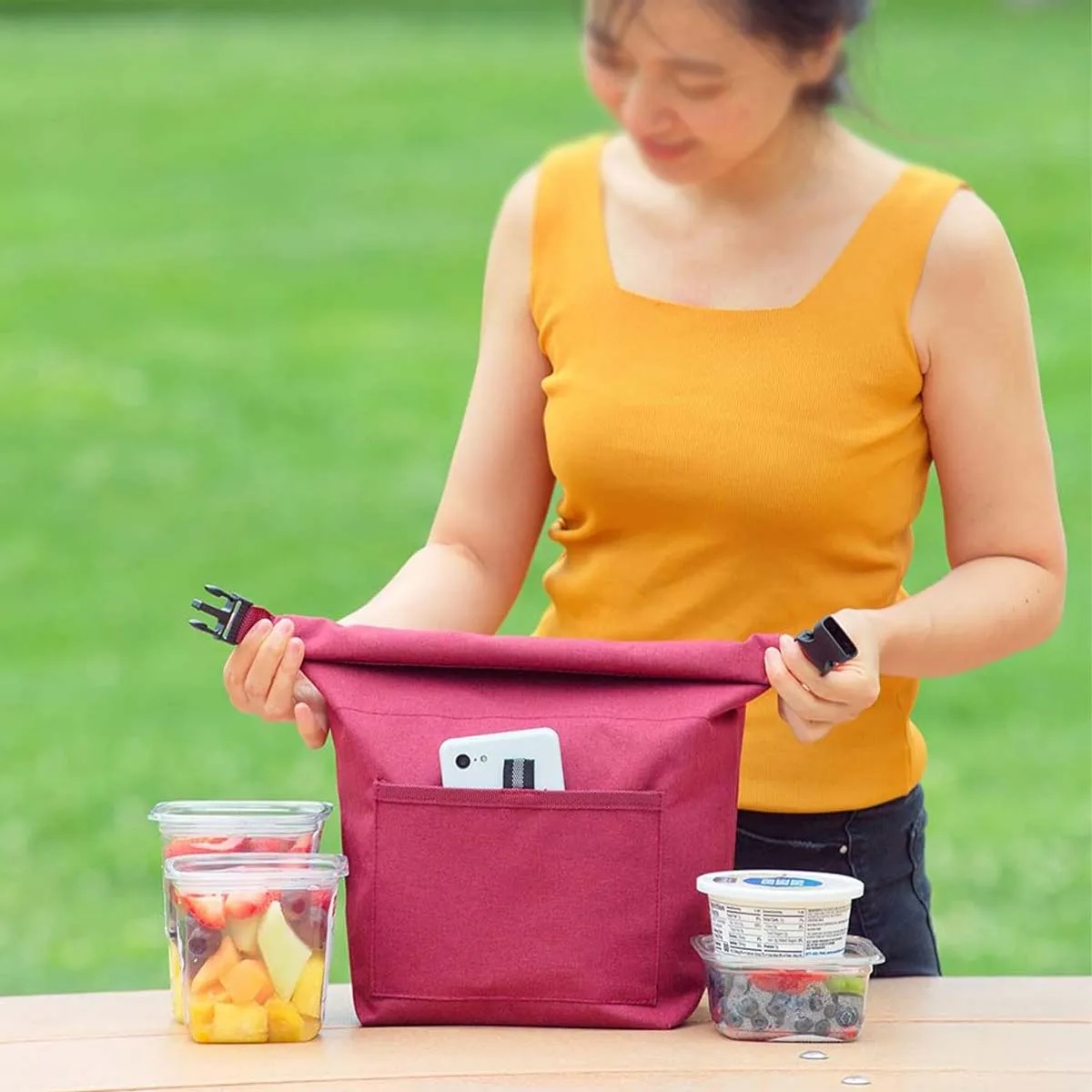Large Capacity  Durable Roll-top Insulated Lunch Tote Bag 2