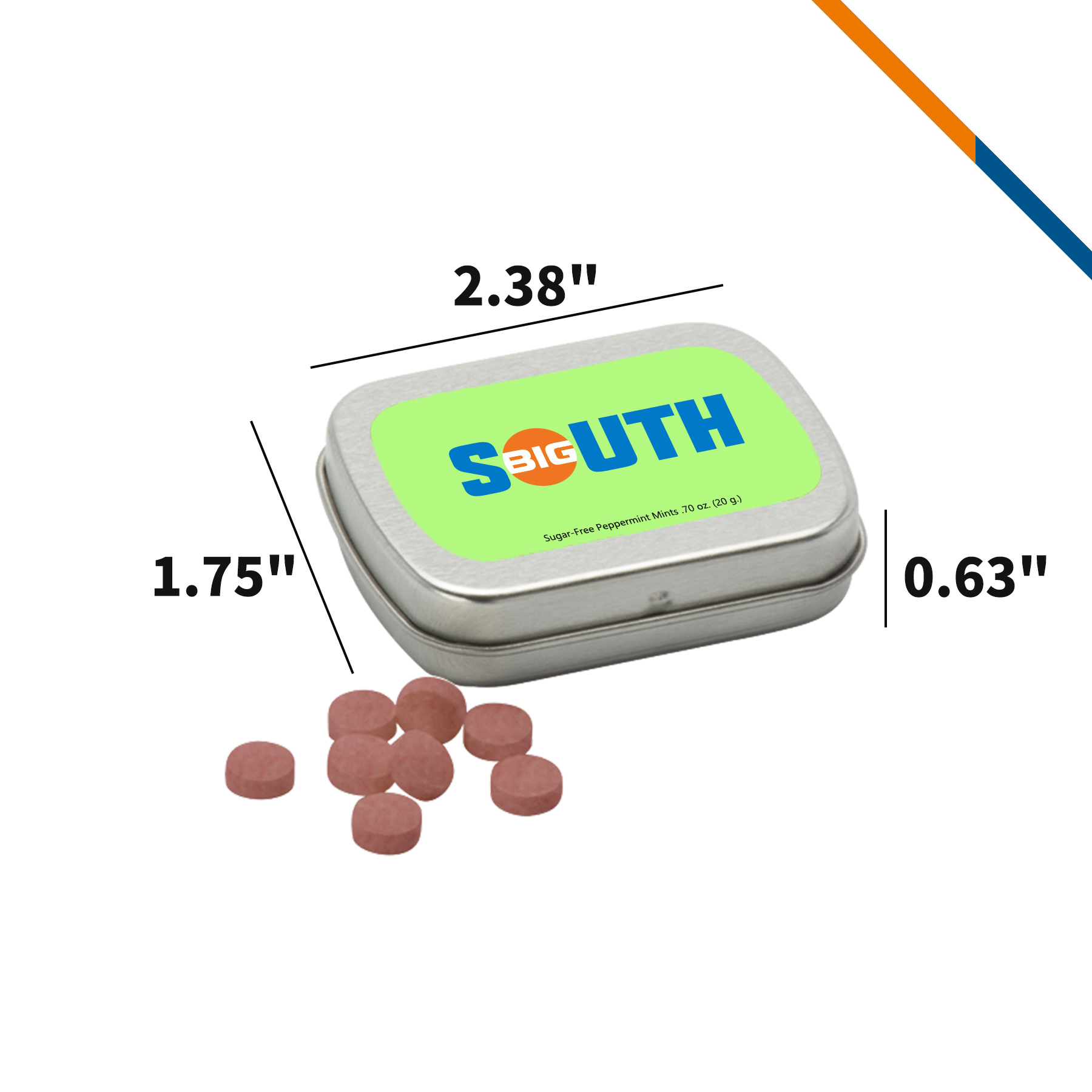 Kael Small Rectangular Hinged Tin Sugar Free Mints 5