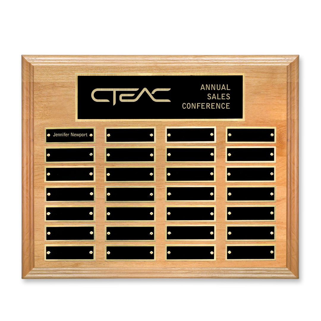 Erindate (Horiz) Perpetual Plaque - Red Alder/Gold 9