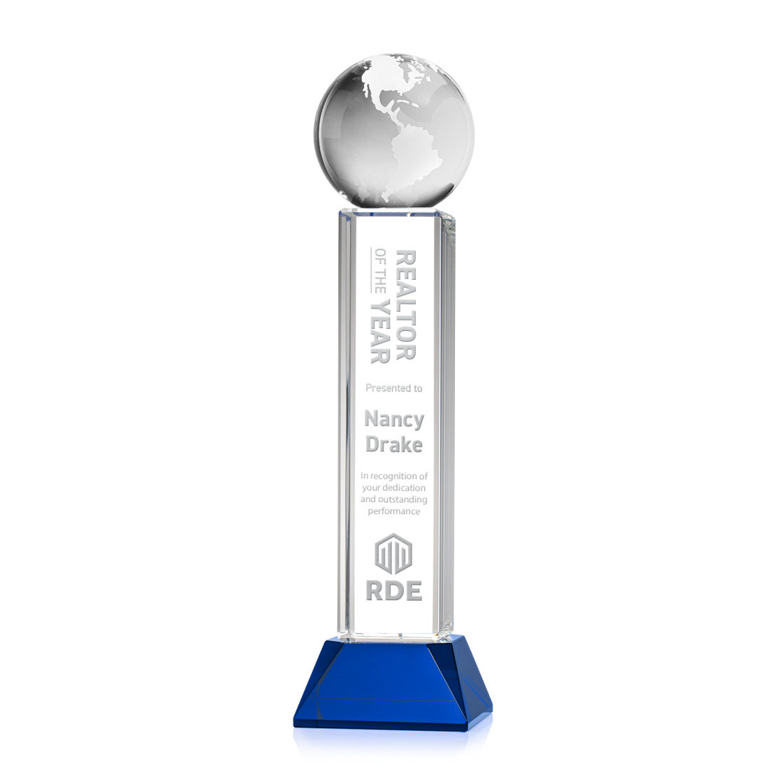 Globe Award on Stowe Base - Blue 6