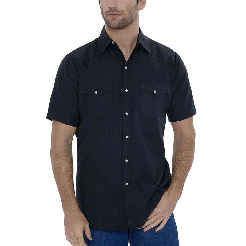 Short Sleeve Tone-on-Tone Western Shirt 6