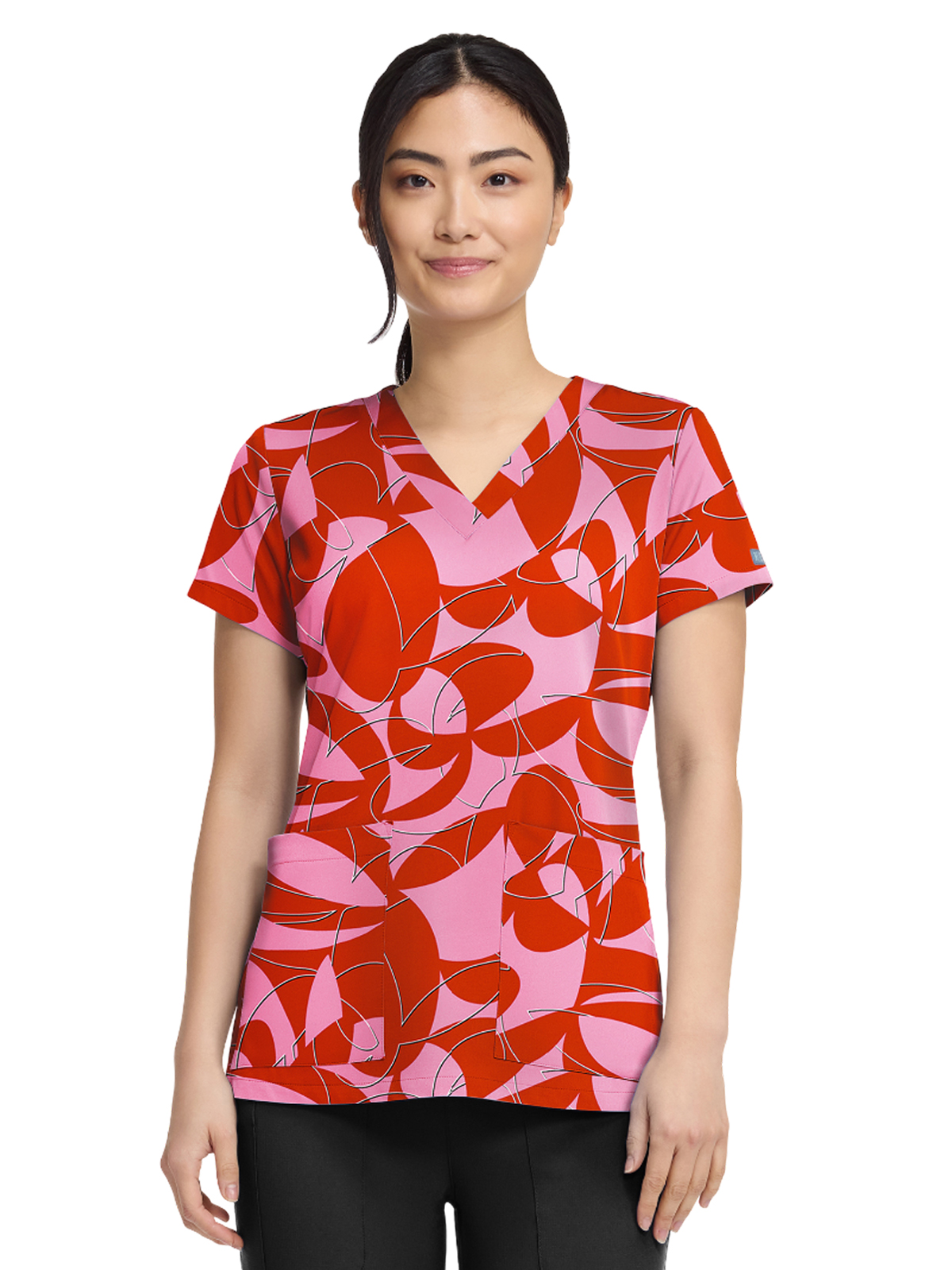 Med Couture - Prints - Women's 2-Pocket V-Neck Print Top