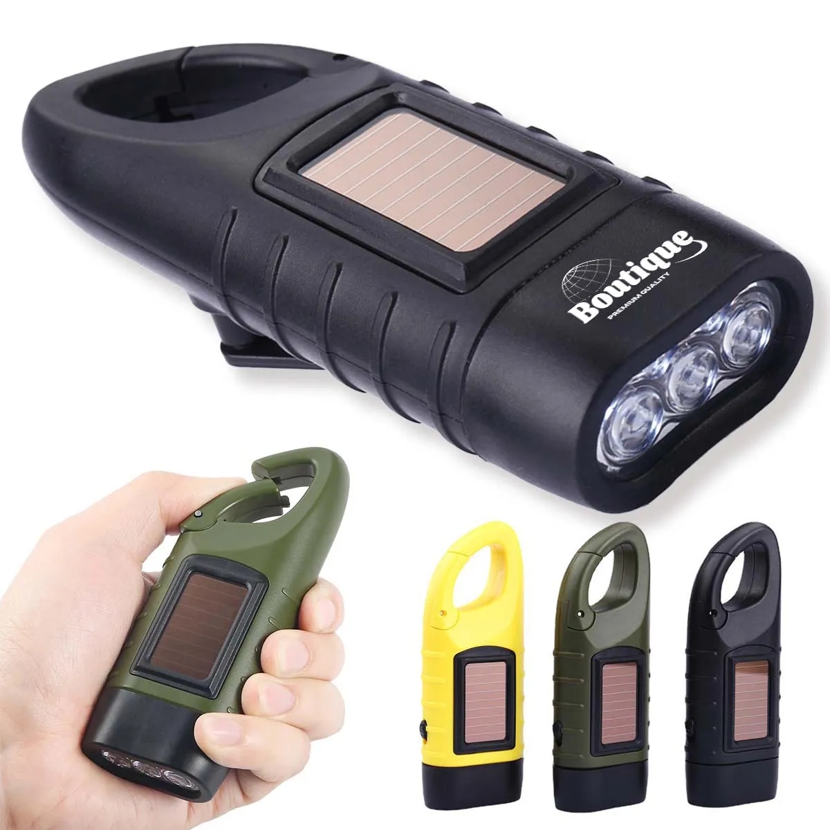 Portable LED Multifunction Solar Hand Crank Flashlight 2