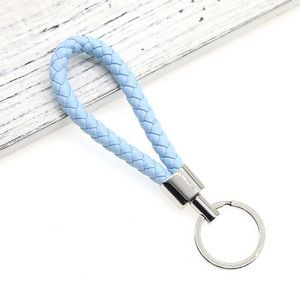 Chic Weaved PU Leather Keychain With Golden Buckle 39