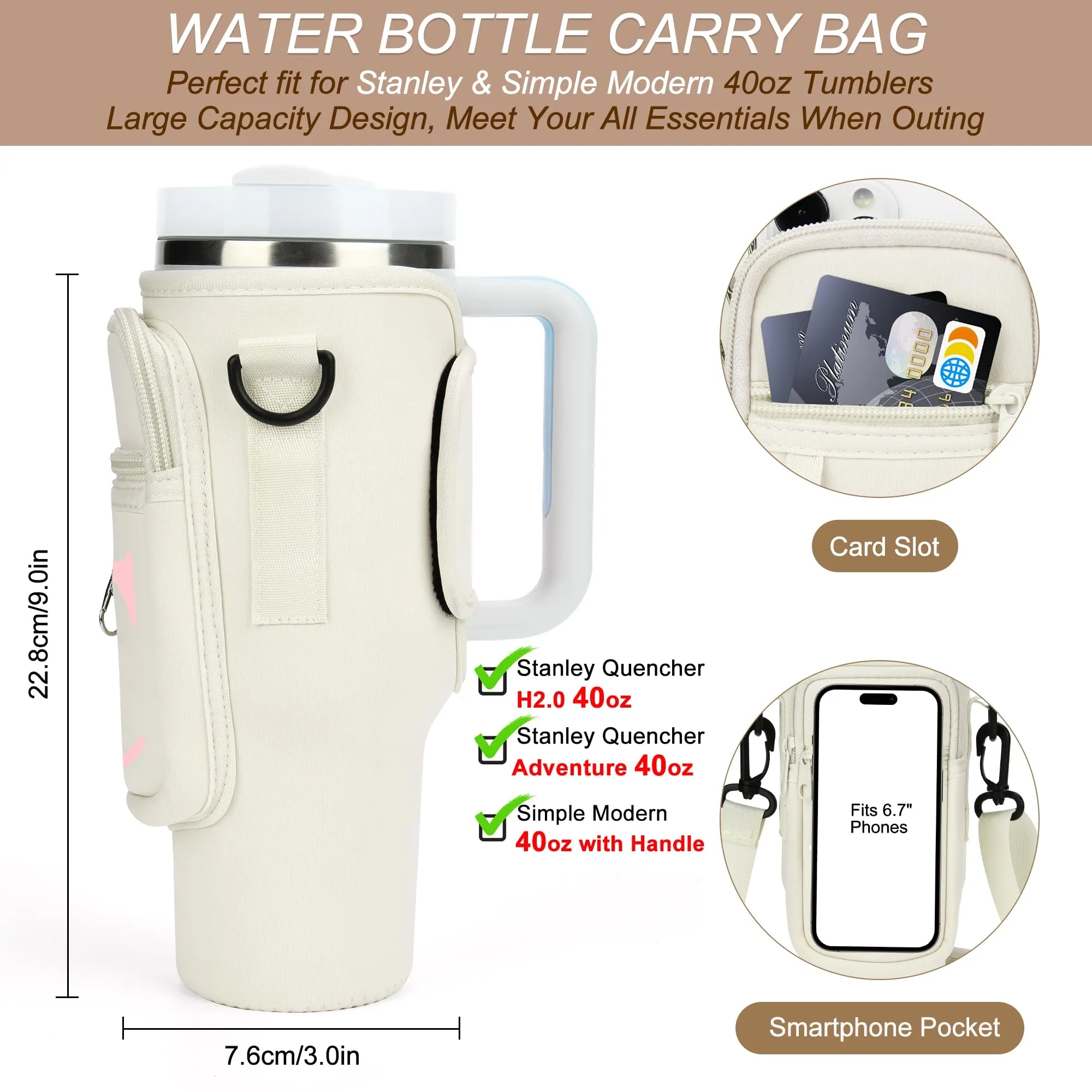 Water Bottle Carrier Bag for Stanley 40 oz Tumbler 3