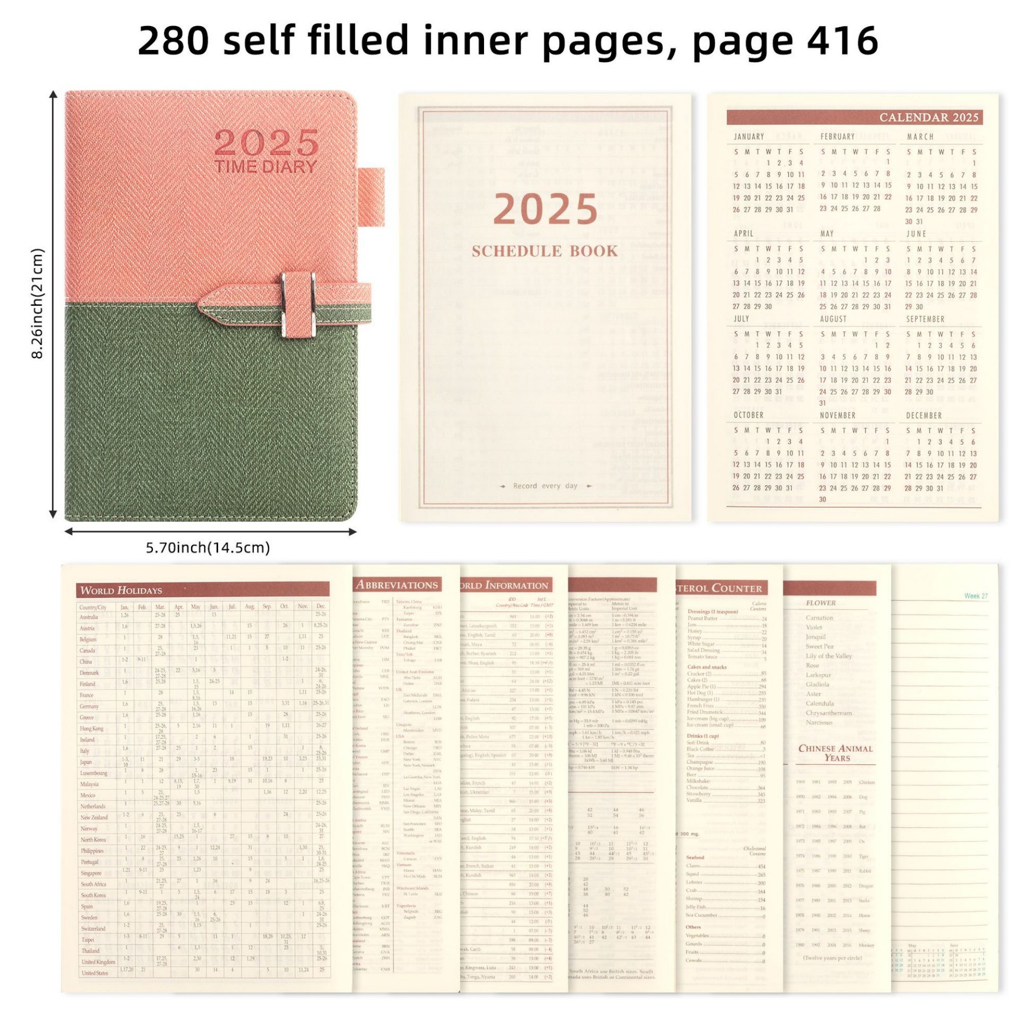 2025 Jan - Dec 5.8" x 8.4" A5 Daily Planner 4