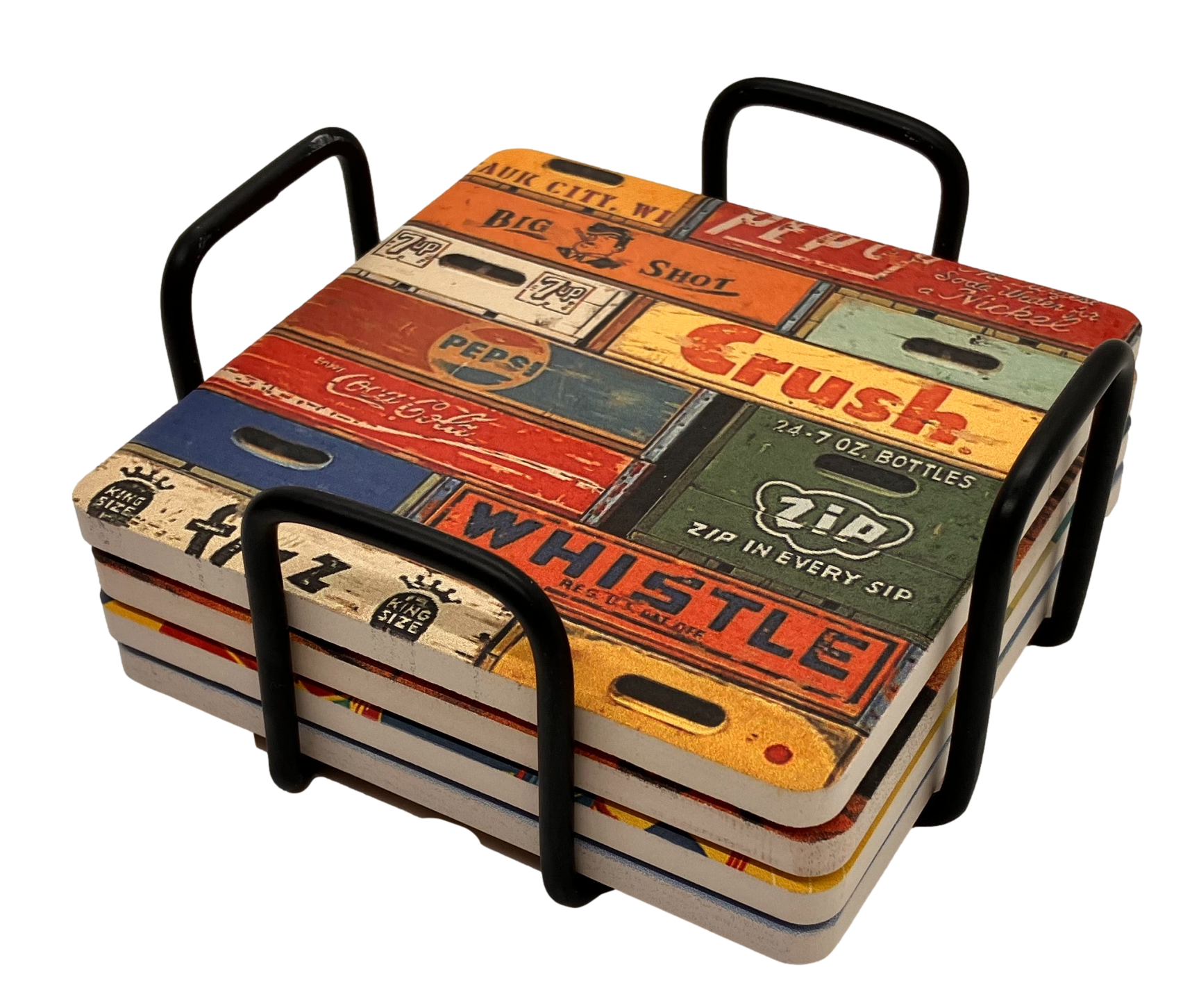 Geometric Metal 4 Coaster Holder Sets 2