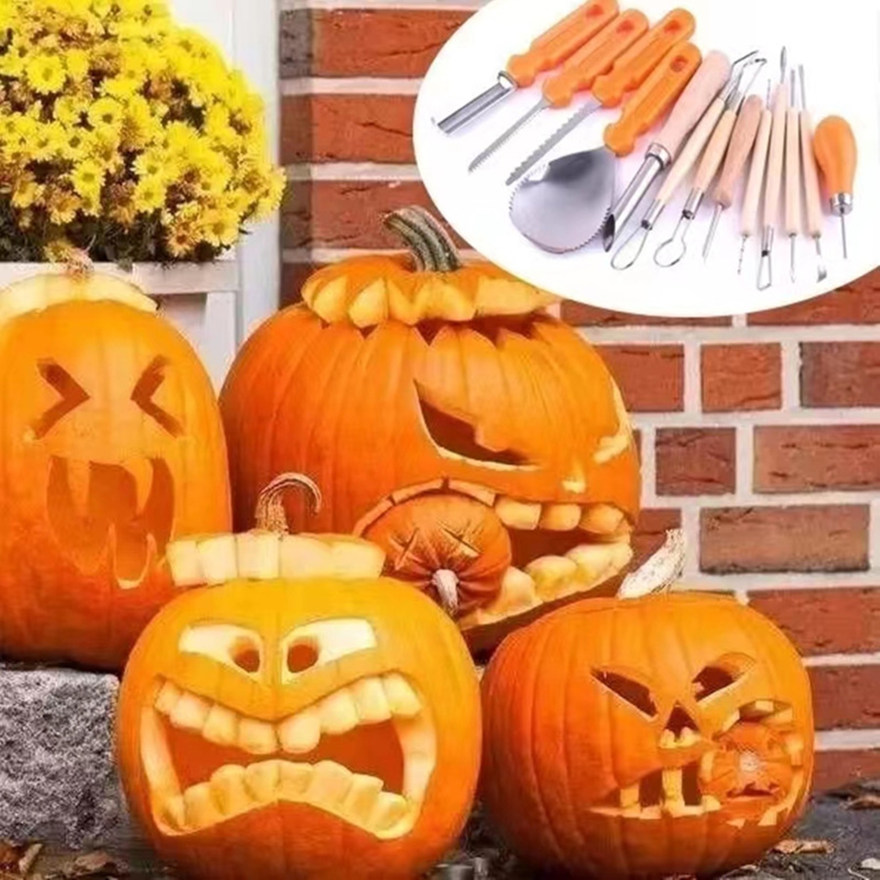 14Pcs Pumpkin Cutting Supplies Tools Kit, Carving tool set, Professional, Packing bag, Engraving, 2