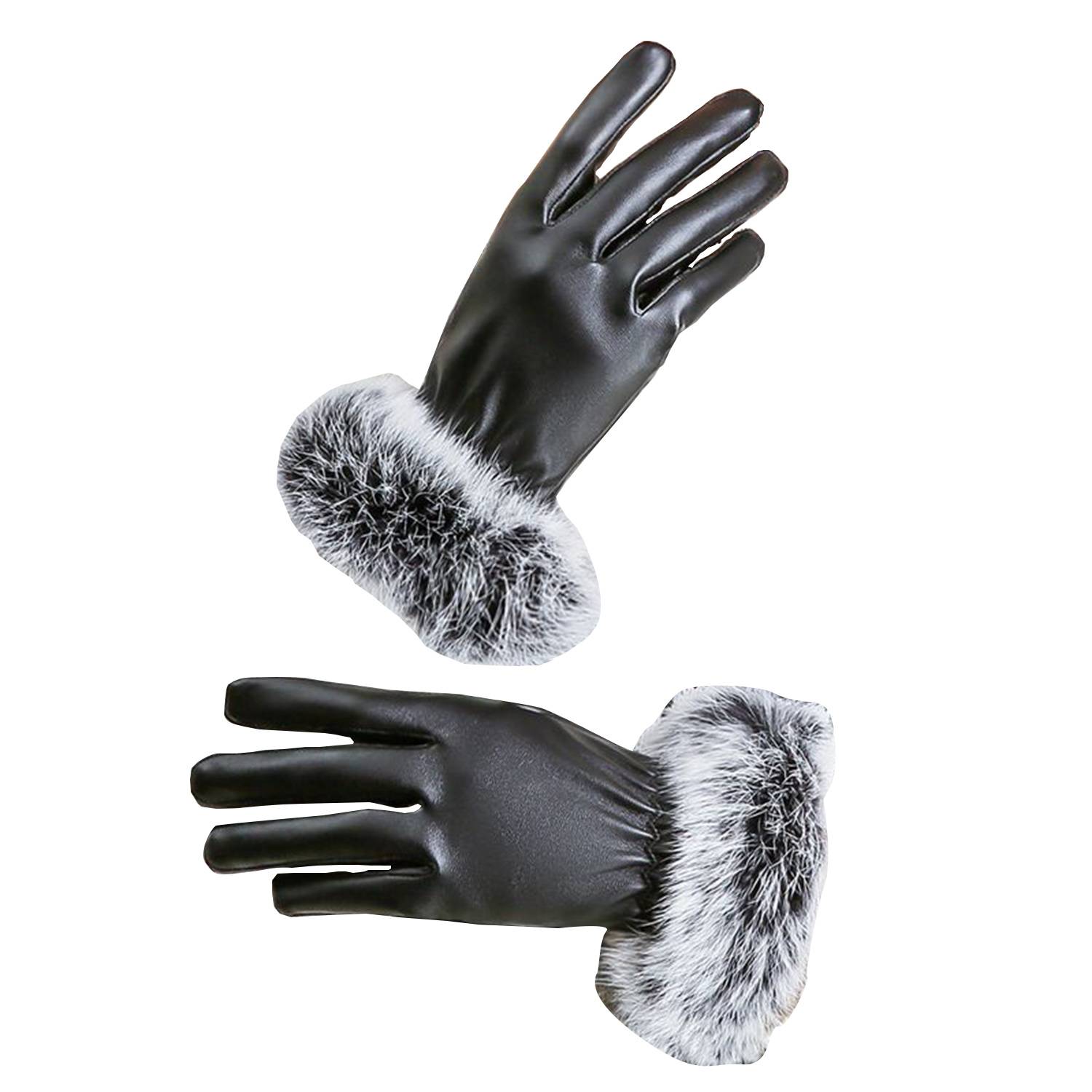 Women Touch Screen Leatherette Warm Gloves 3