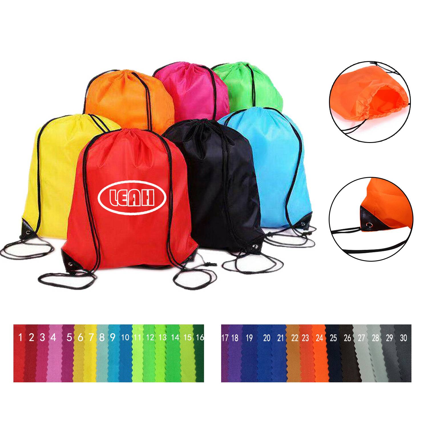 Waterproof Polyester Drawstring Backpack With Drawstring Pocket 2