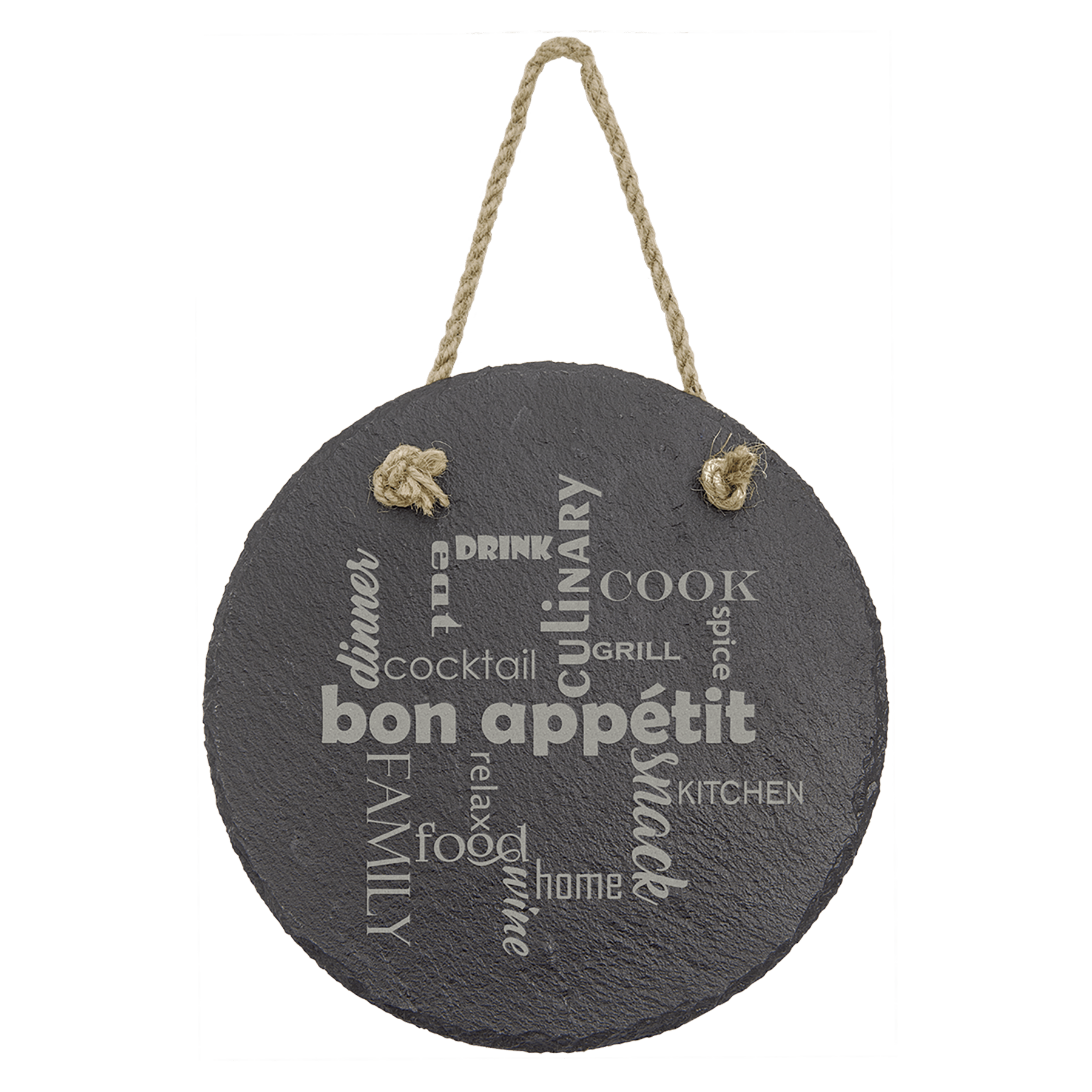 7" Round Slate Decor with Hanger String 3
