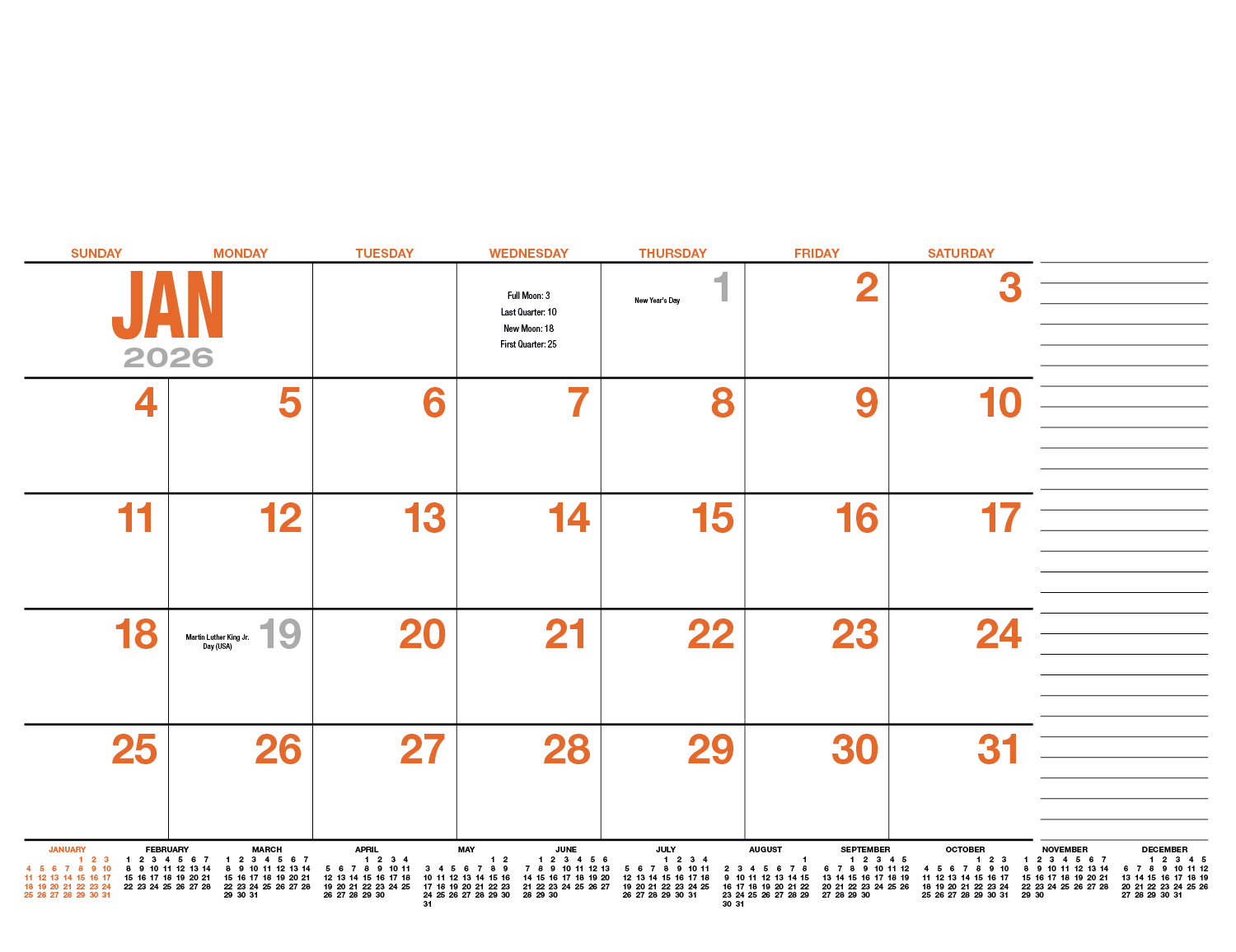HotLine® Products 13-Month Desk Pad Calendar 16