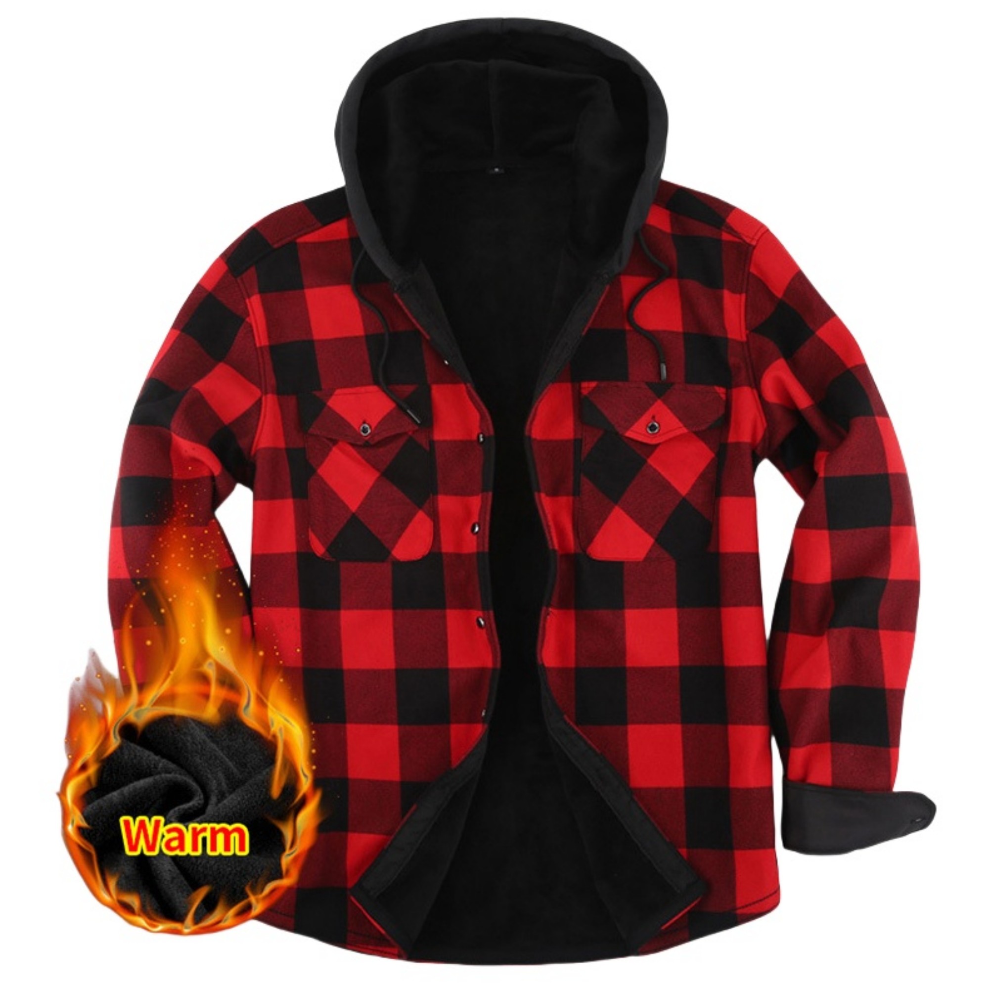 Men's Lined Flannel Jacket With Hood 2