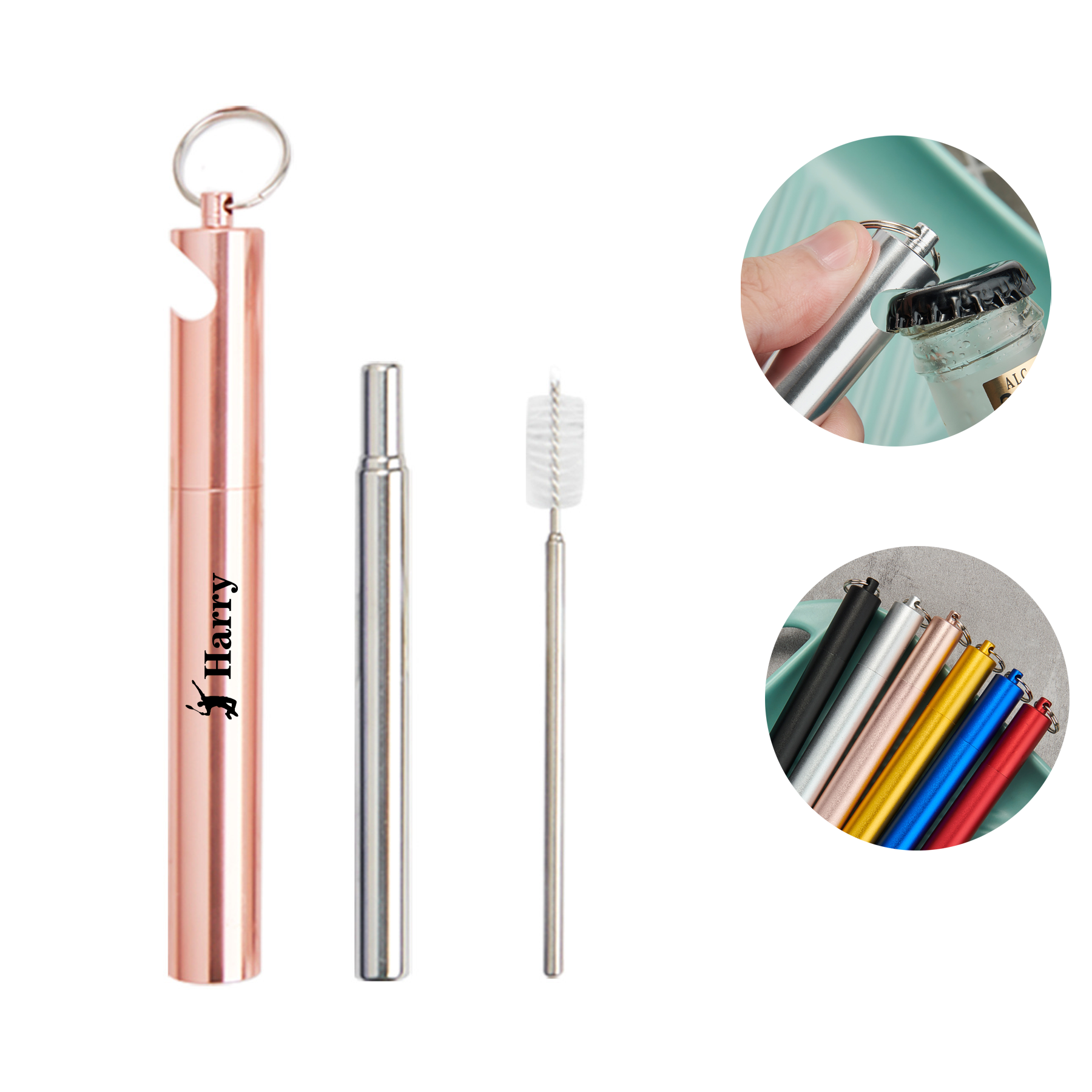 Stainless Steel Telescopic Straw With Bottle Opener 2
