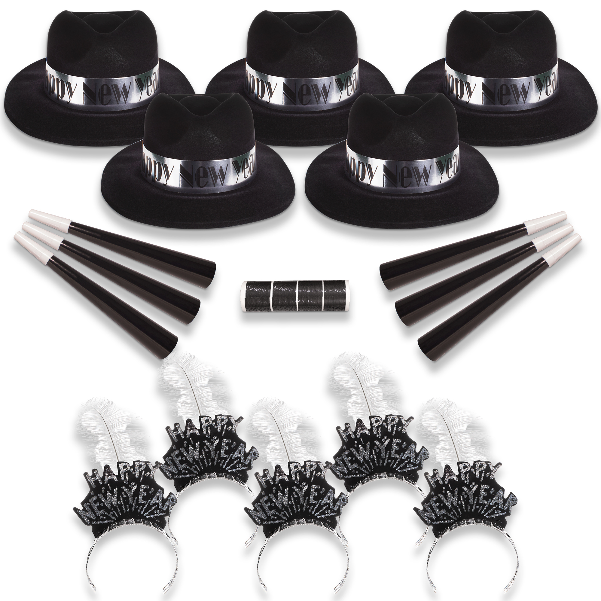 Silver Midnight New Year's Eve Party Kit for 50