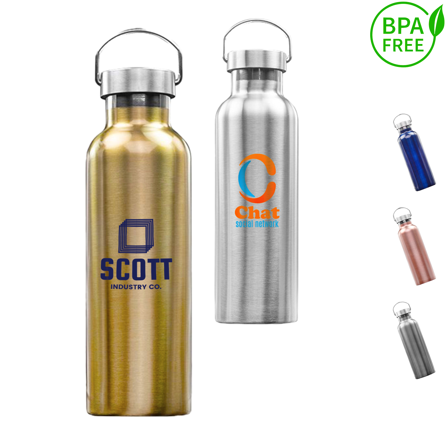 25 oz. Stainless Steel Canteen Water Bottles w/ Handle, custom water bottle with logo imprint 3