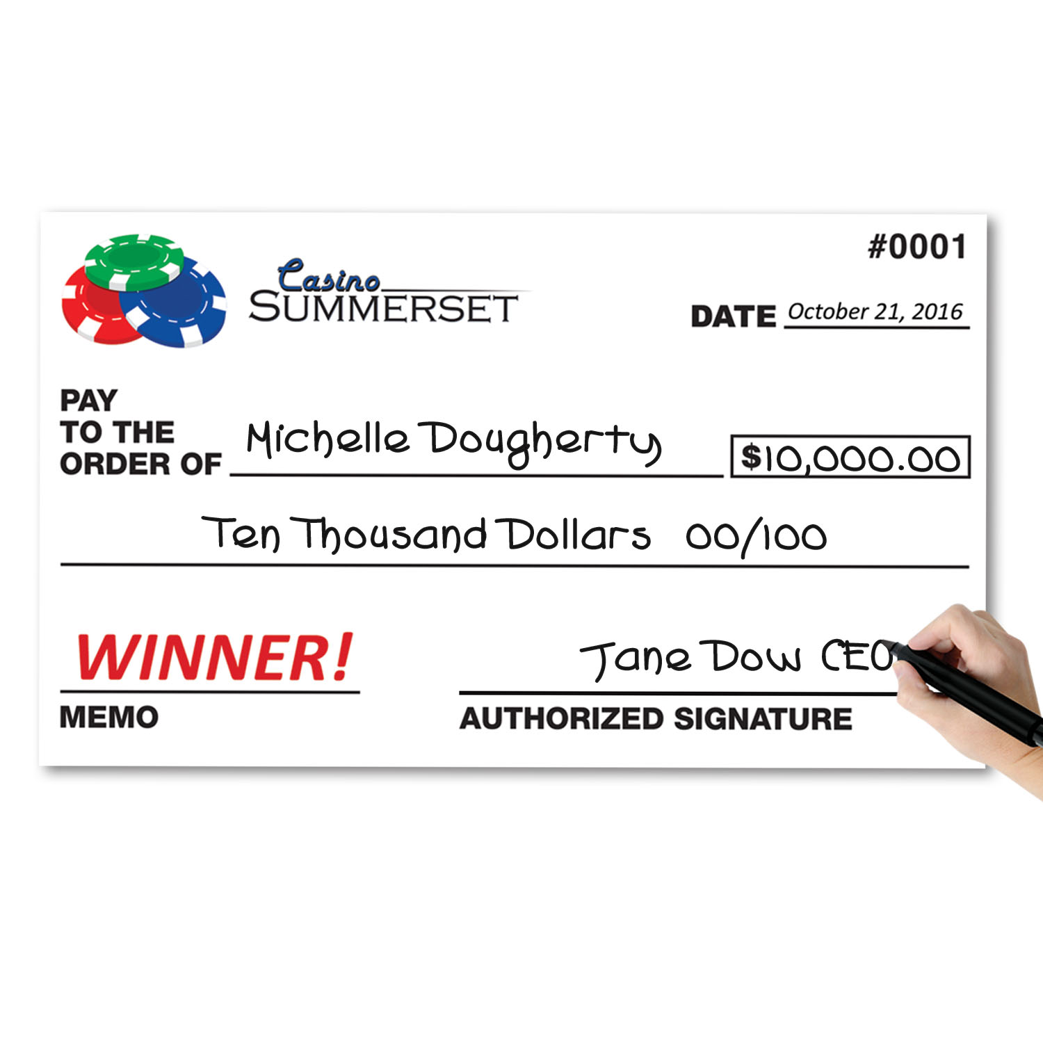 Dry-Erase Jumbo Checks