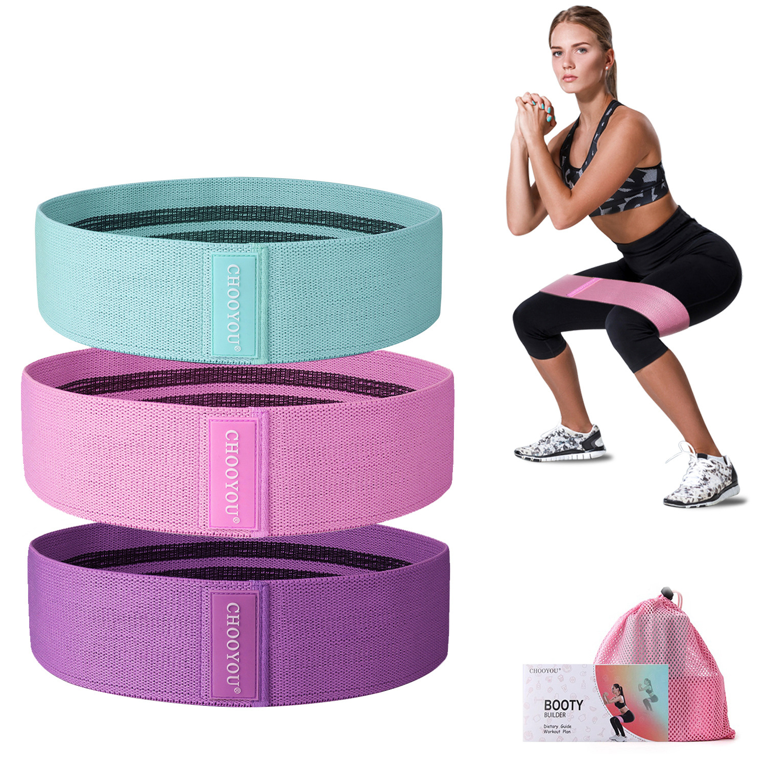 3pcs Set Yoga Hip Tension Resistance Exercise Bands 7