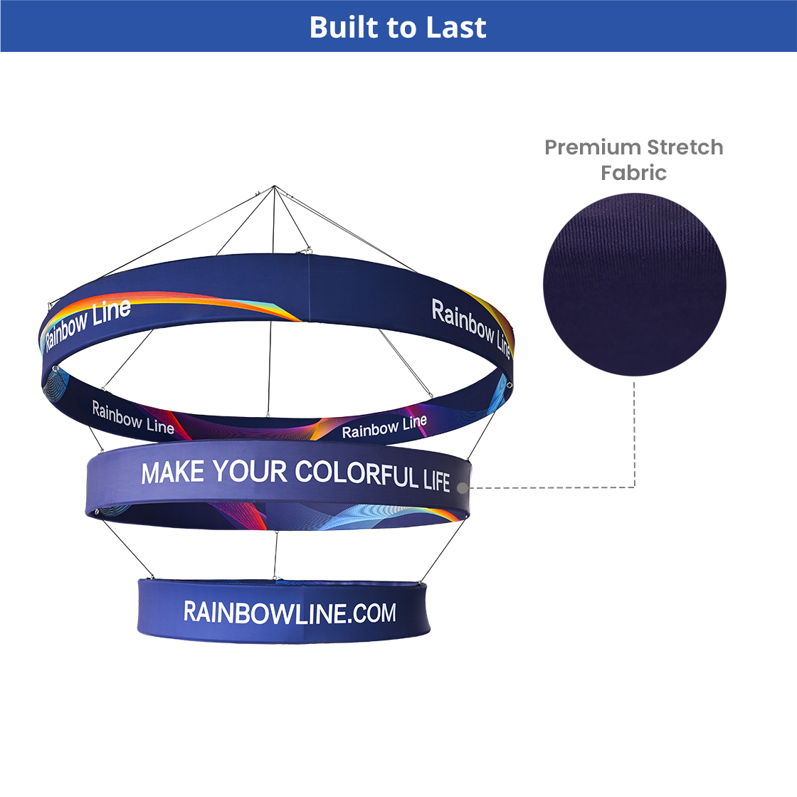 Skytube Tiered Circle Hanging Banners (8' x 4') Double Sided - Graphic & Hardware Combo 8