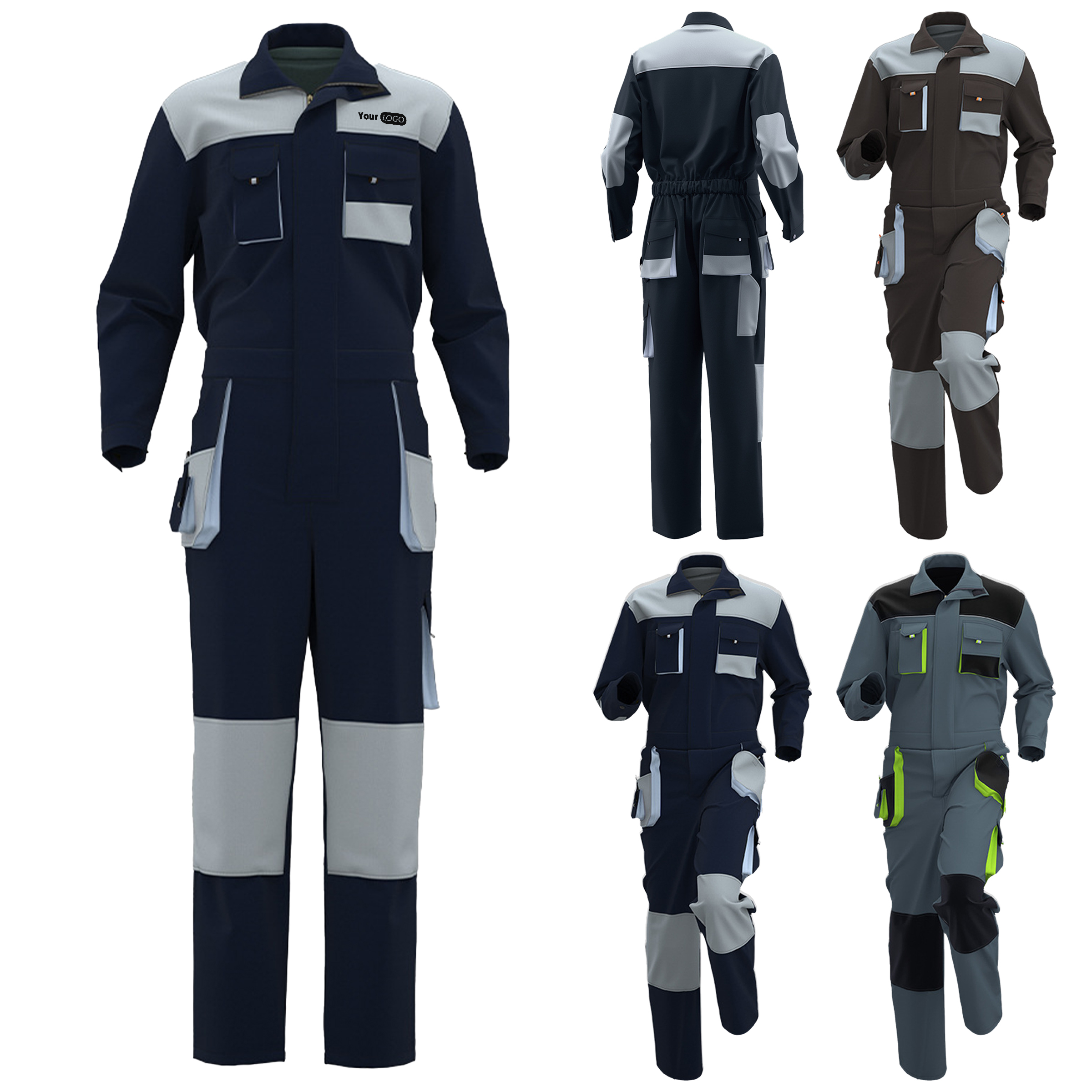 Oxford Jumpsuit With Multiple Pockets 7
