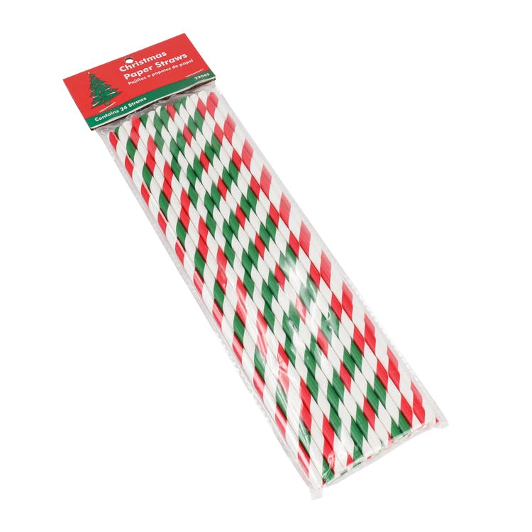 Christmas Paper Straws - 24 Pieces Biodegradable 1