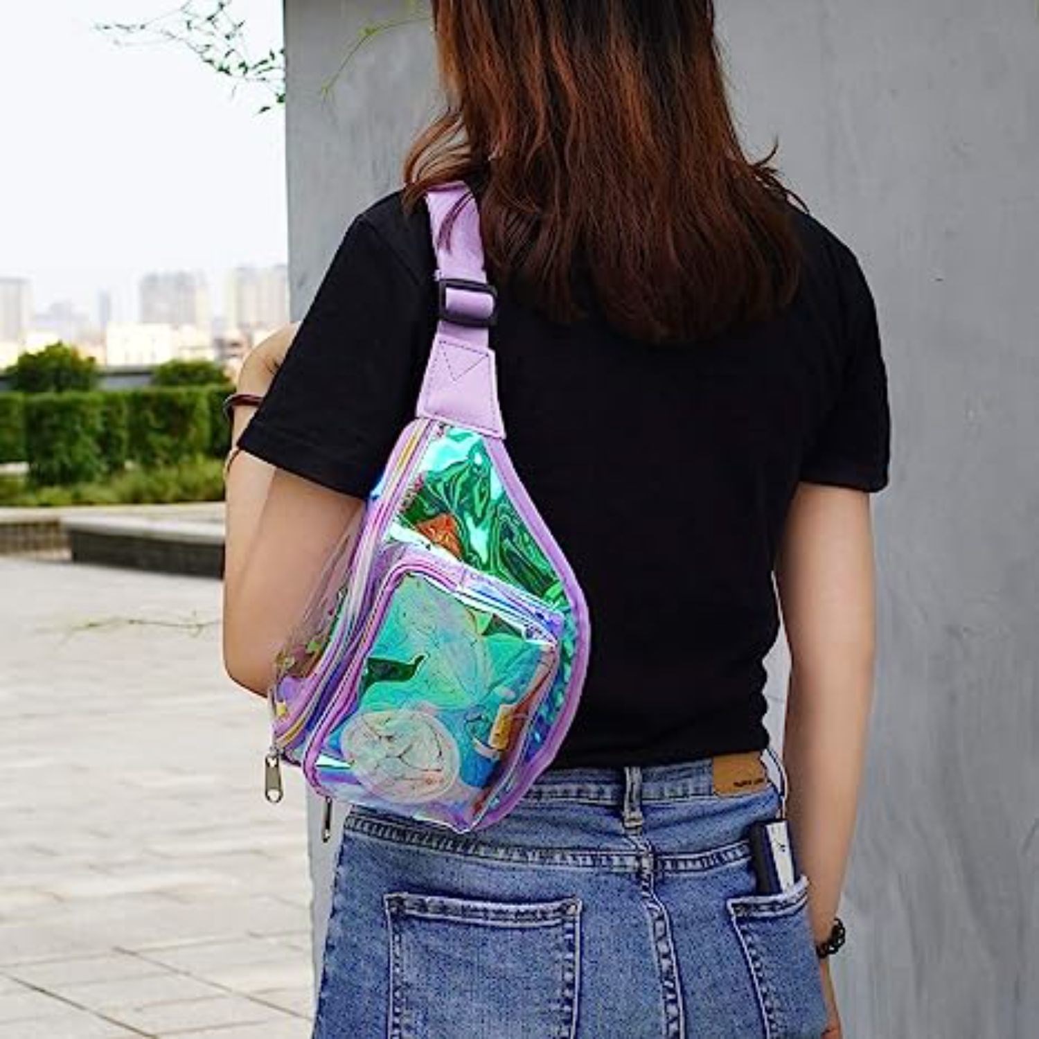 Clear PVC Iridescence Waist Bag Stadium Approved Fanny Pack 5