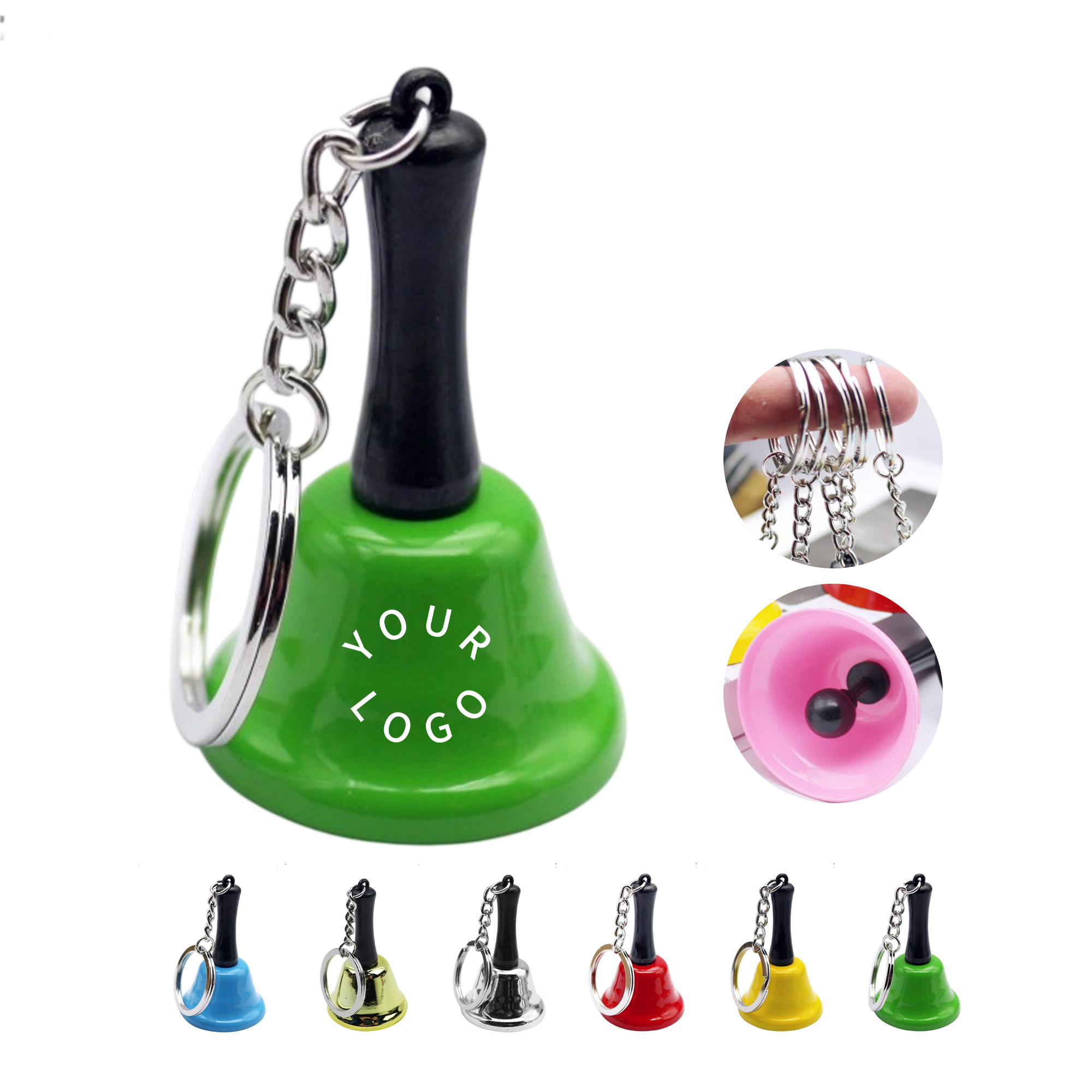Mini Metal Hand Bell With Key Ring 1.5" Length x 2.6" Width 5