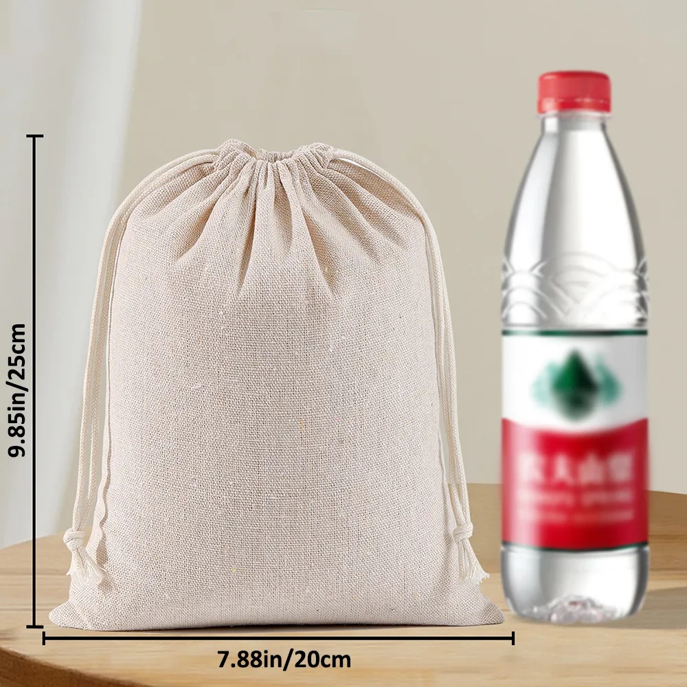 Muslin Cotton Drawstring Bags Reusable Empty Gift Pouch 17