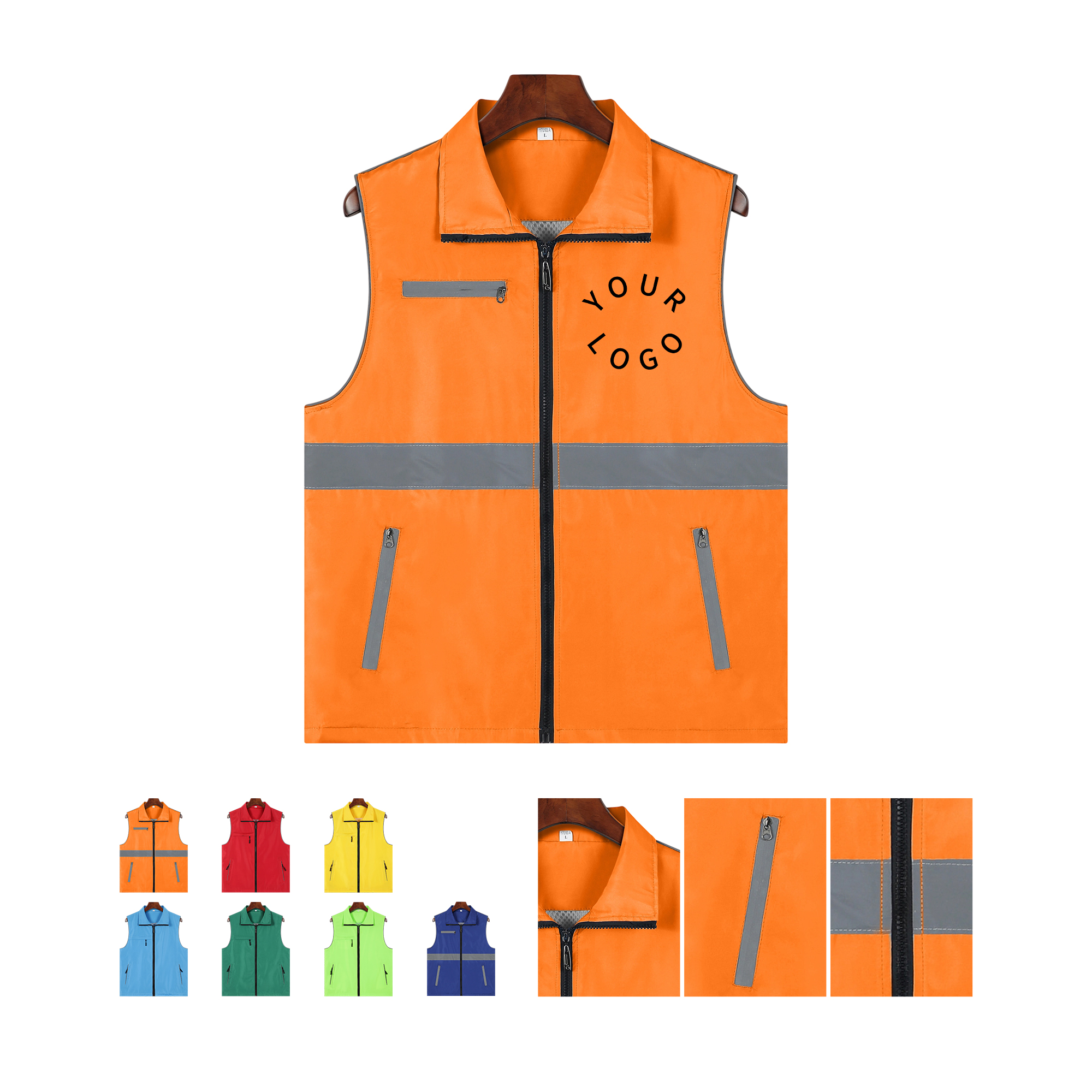 High Visibility Polyester Safety Vest With Reflective Strip 28.4" x 24.4" x 0.2" 5
