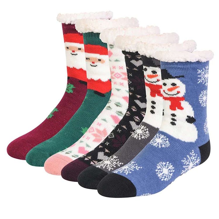 Women's Thermal Non-Skid Socks - Winter Designs 2 Size 6-8 Lined 1