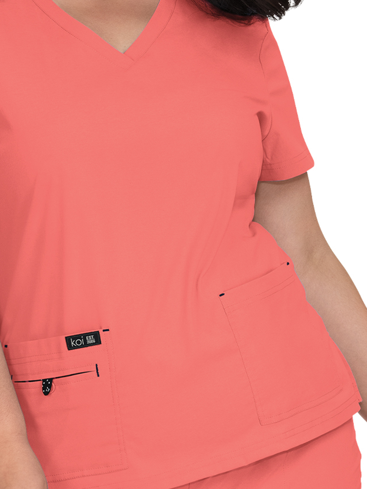 koi - Basics - Women's Four-Pocket Stretch V-Neck Becca Top 79