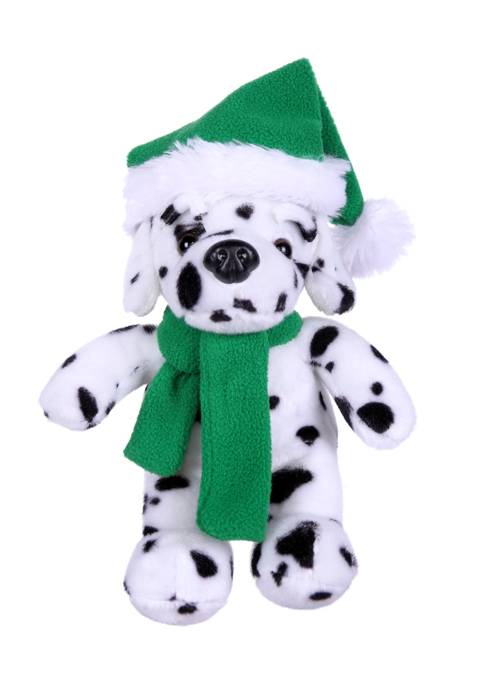 Soft Plush Stuffed Dalmatian with Christmas Hat and Scarf