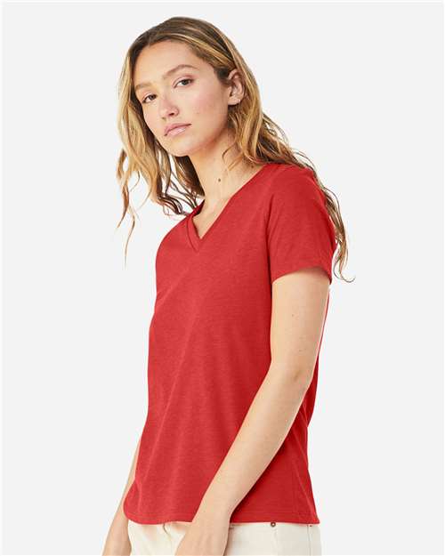 Women's Relaxed Heather CVC V-Neck Tee - 6405CVC 90