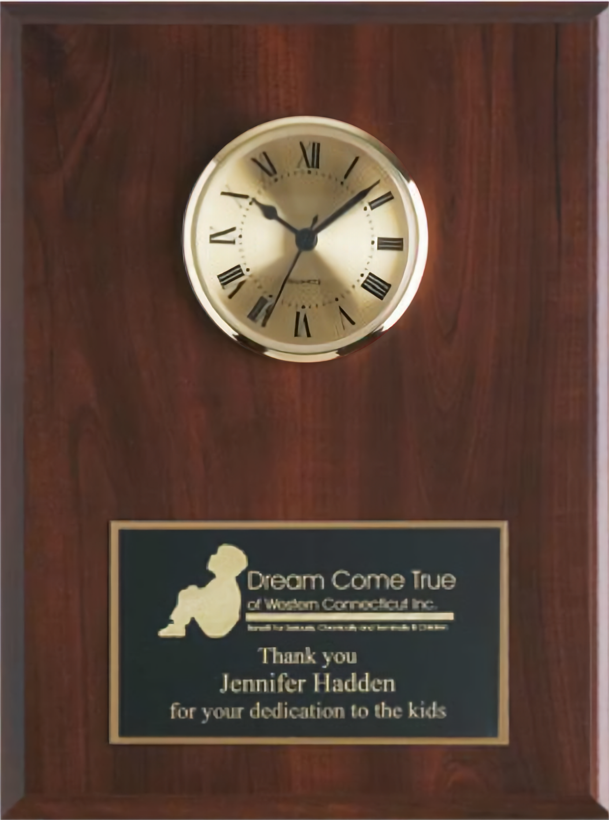 Cherry Solid Wood Plaque W/ Clock (12" X 15") 2