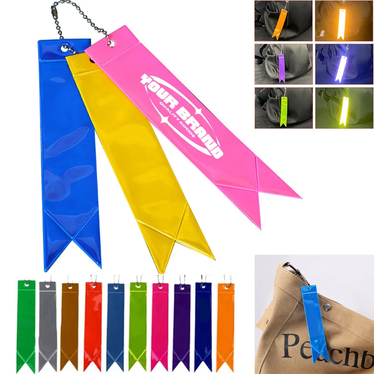 Reflective Pendant Car Accessories Bag Charm PVC Key Chain 2
