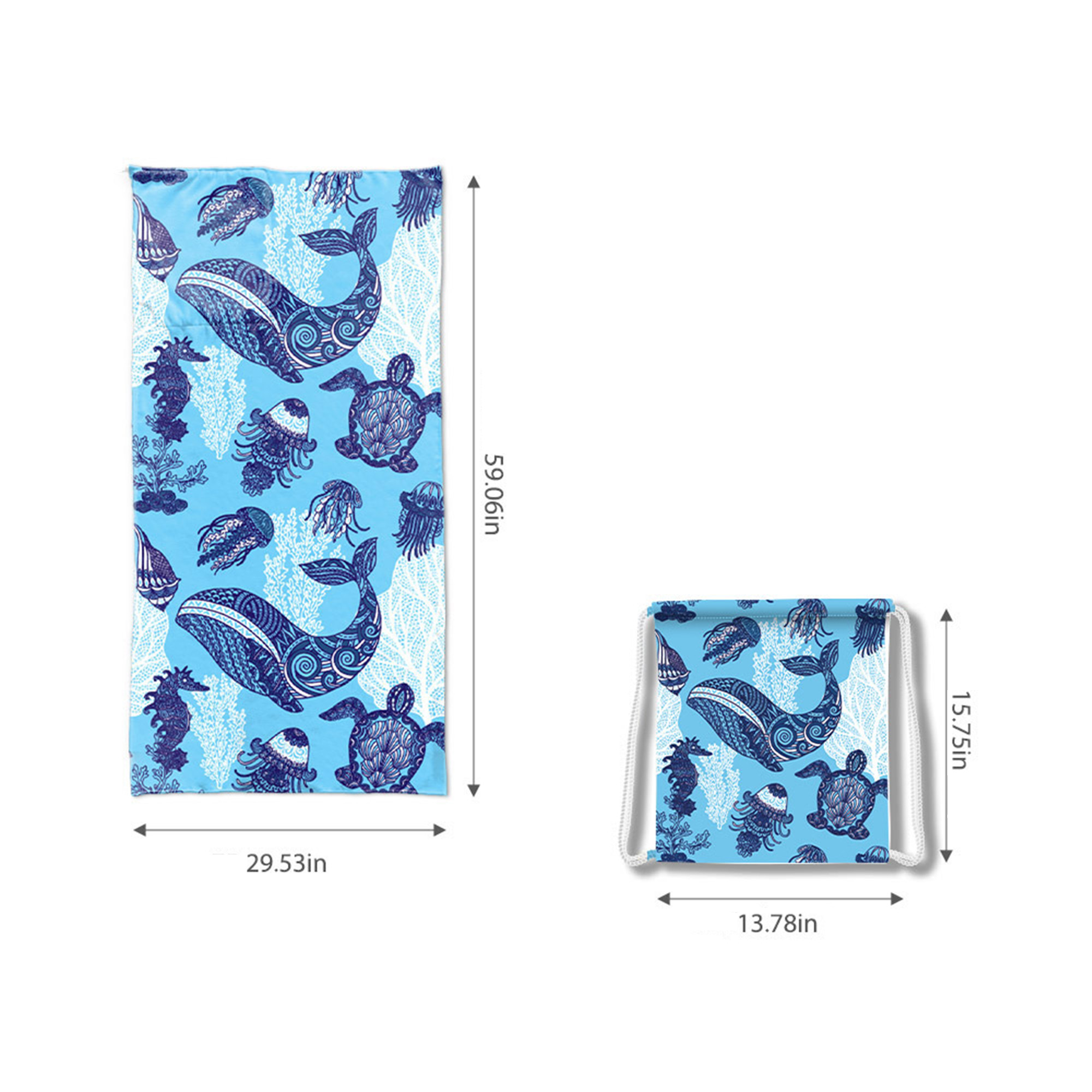 Full Color Large Beach Towel With Bag 2