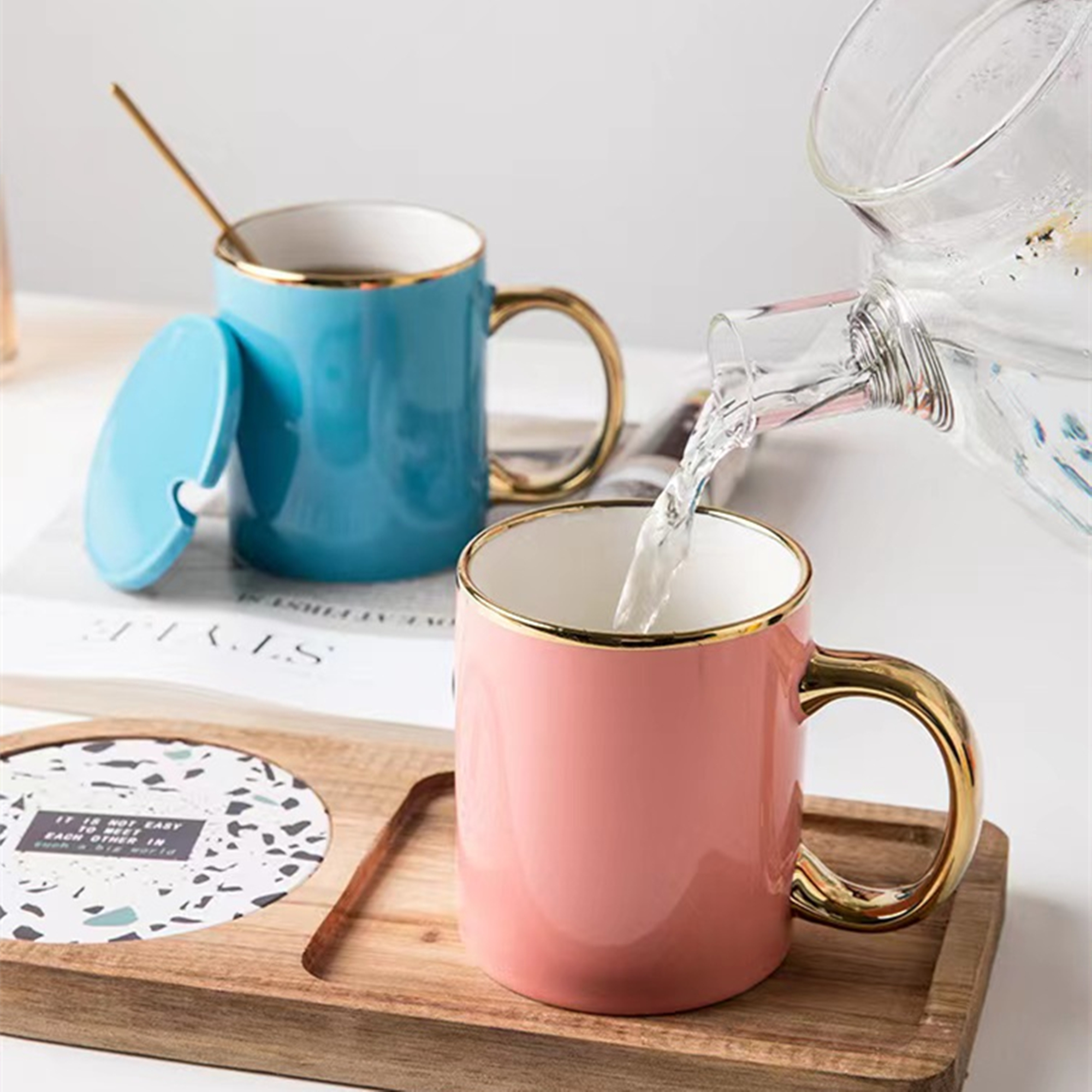 Gold Painted Cereal Mug 12 oz 4