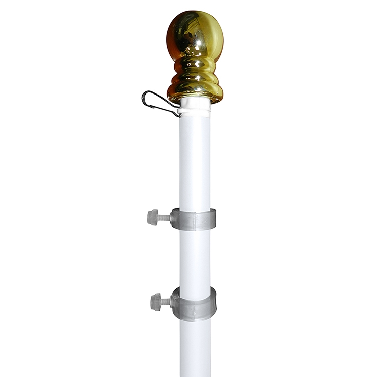 5' White Aluminum Spinner Pole - Ball Top 2